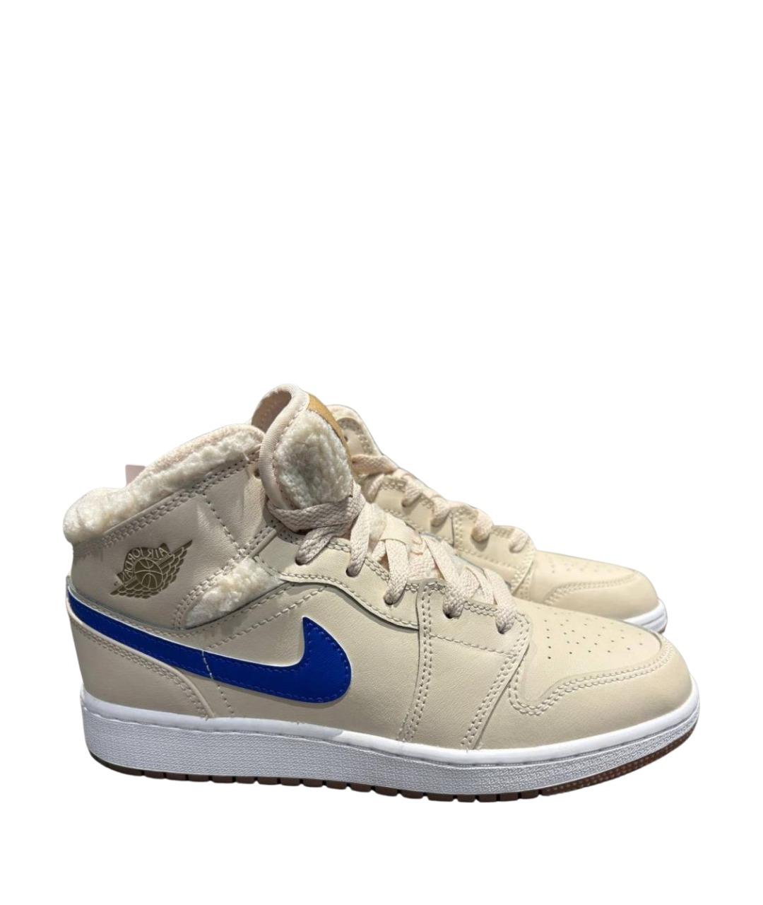 JORDAN Бежевые кожаные кроссовки, фото 1