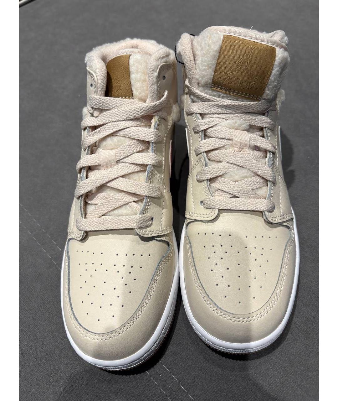 JORDAN Бежевые кожаные кроссовки, фото 2