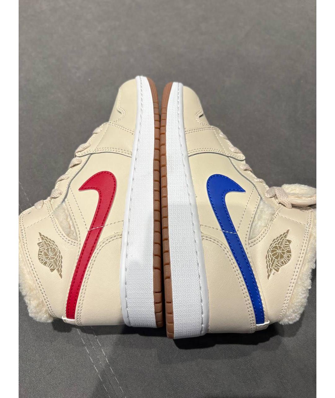 JORDAN Бежевые кожаные кроссовки, фото 3