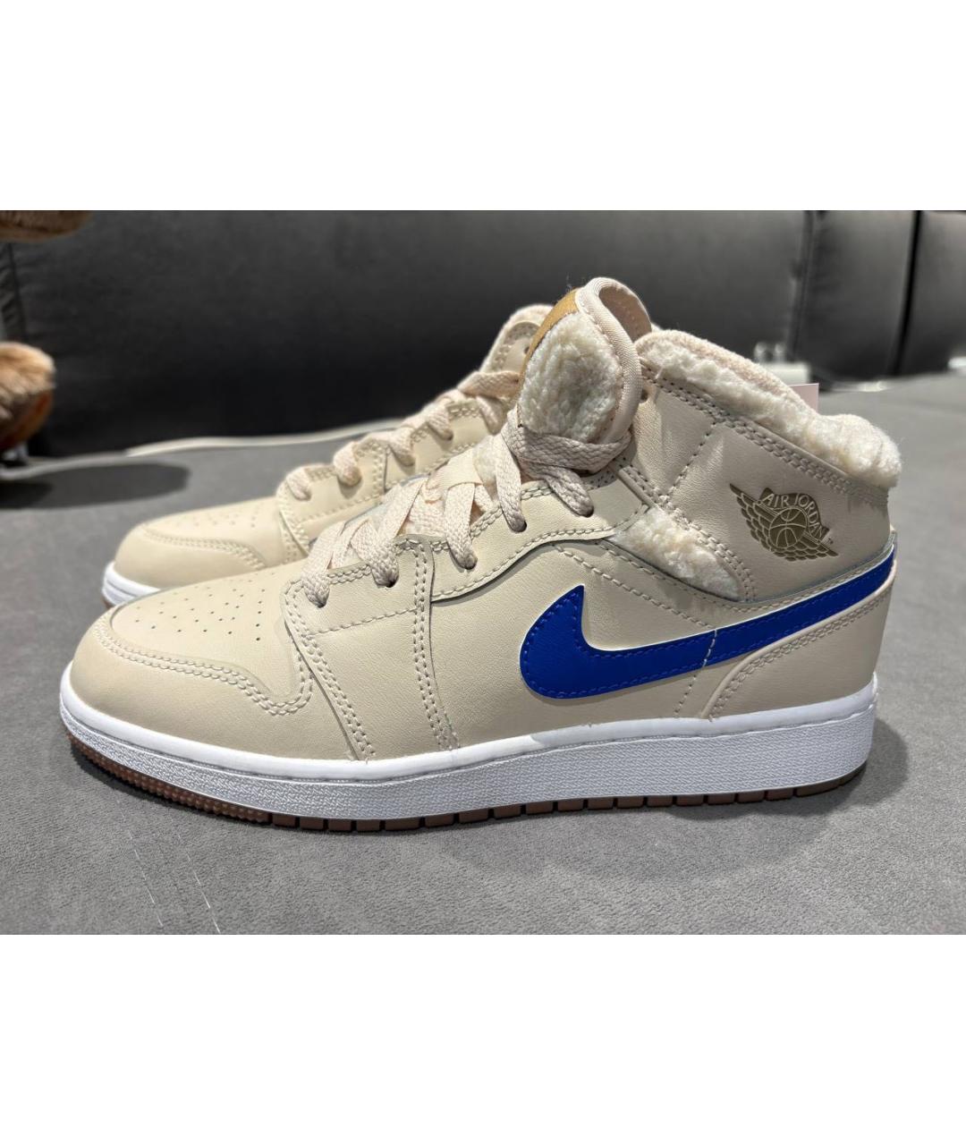 JORDAN Бежевые кожаные кроссовки, фото 5