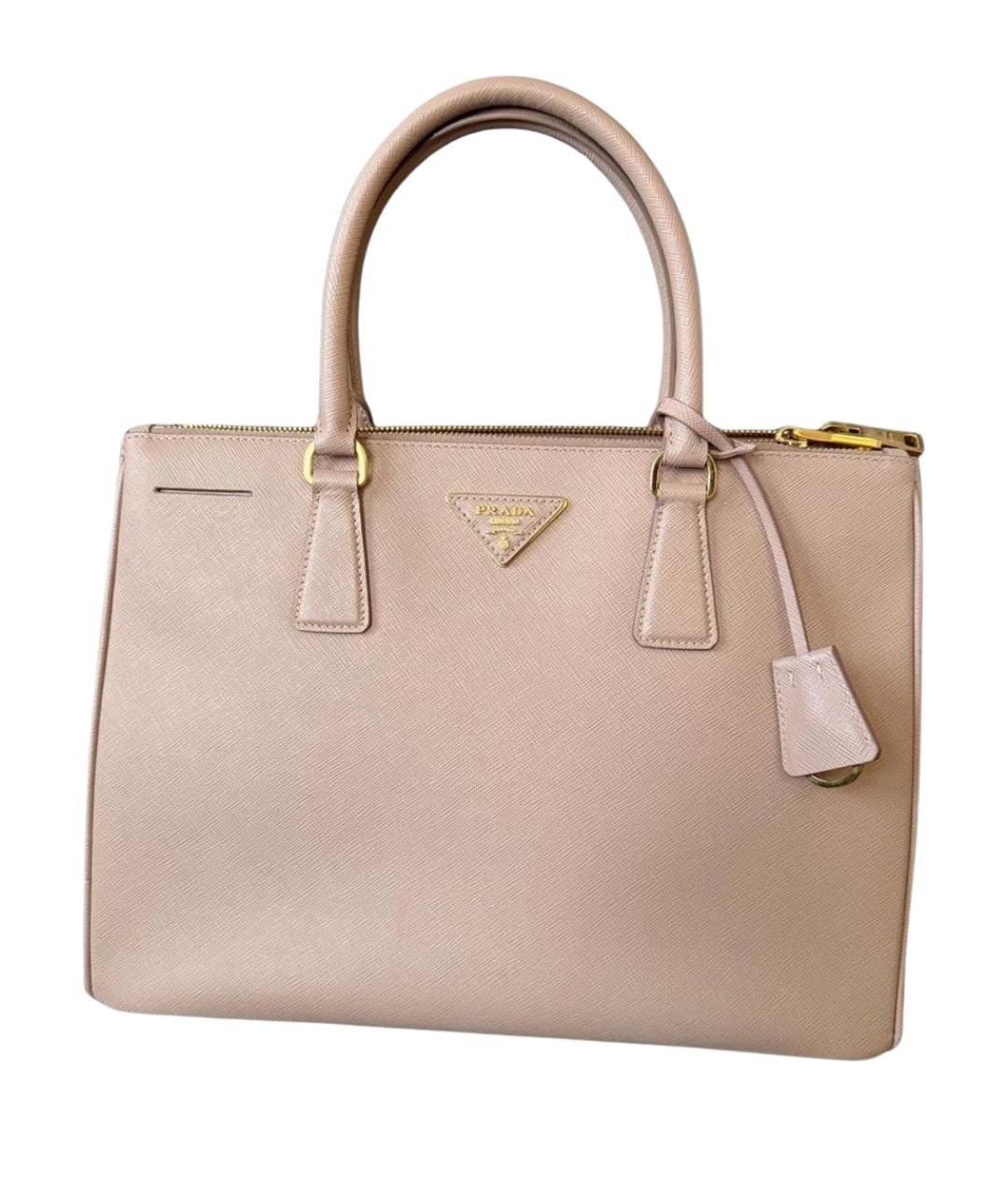 PRADA Бежевая кожаная сумка с короткими ручками, фото 1