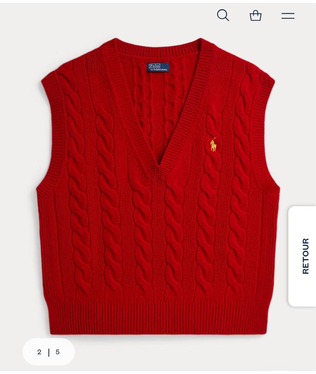 POLO RALPH LAUREN Красная шерстяная жилетка, фото 4