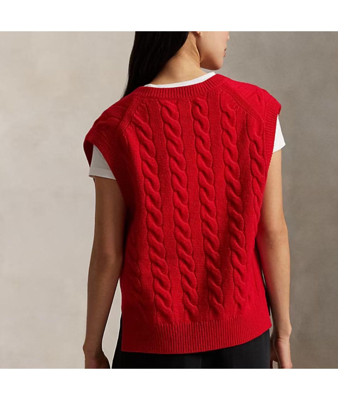 POLO RALPH LAUREN Красная шерстяная жилетка, фото 3