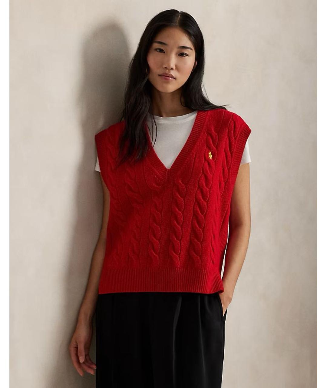 POLO RALPH LAUREN Красная шерстяная жилетка, фото 2