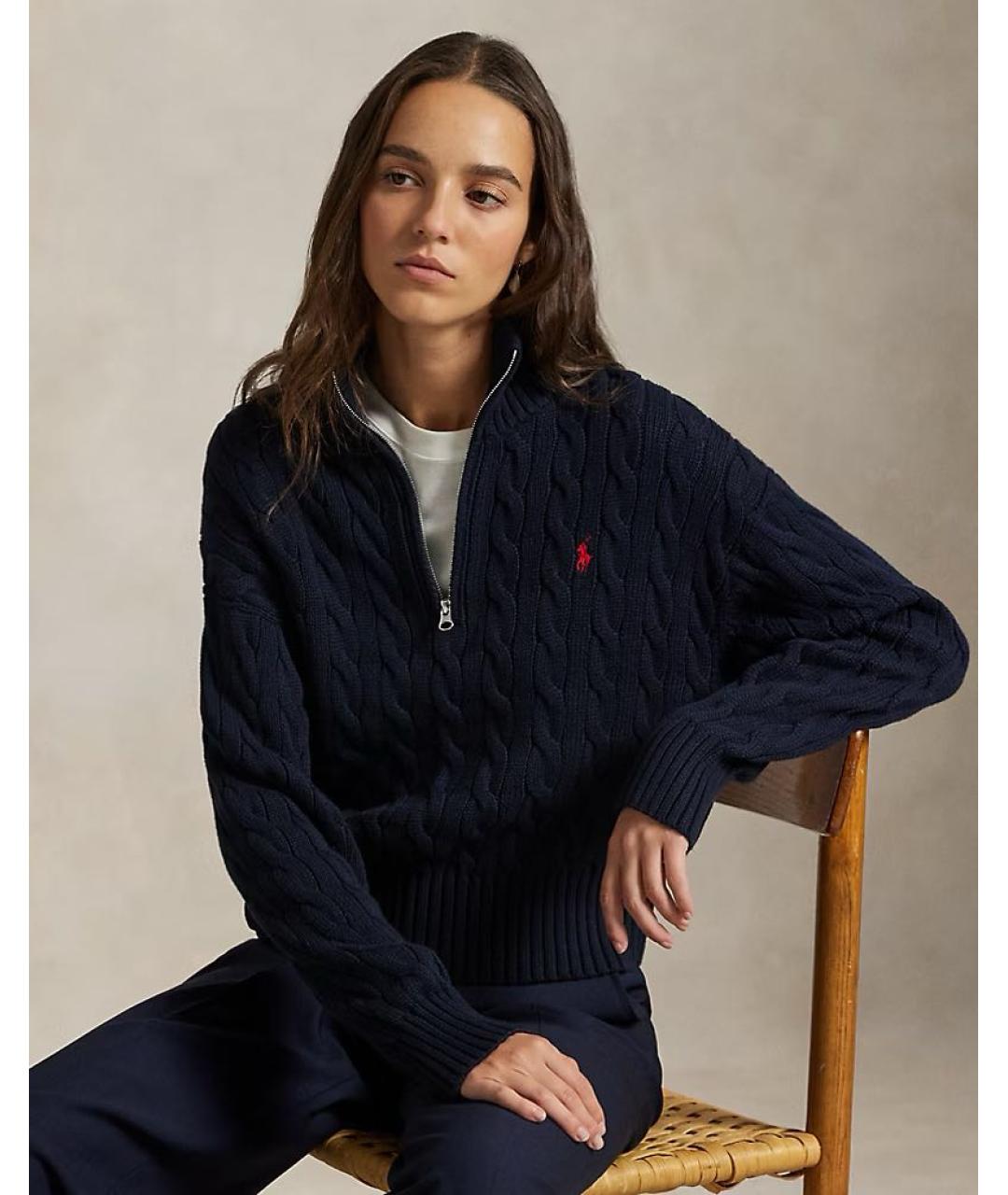 POLO RALPH LAUREN Темно-синий хлопковый джемпер / свитер, фото 2