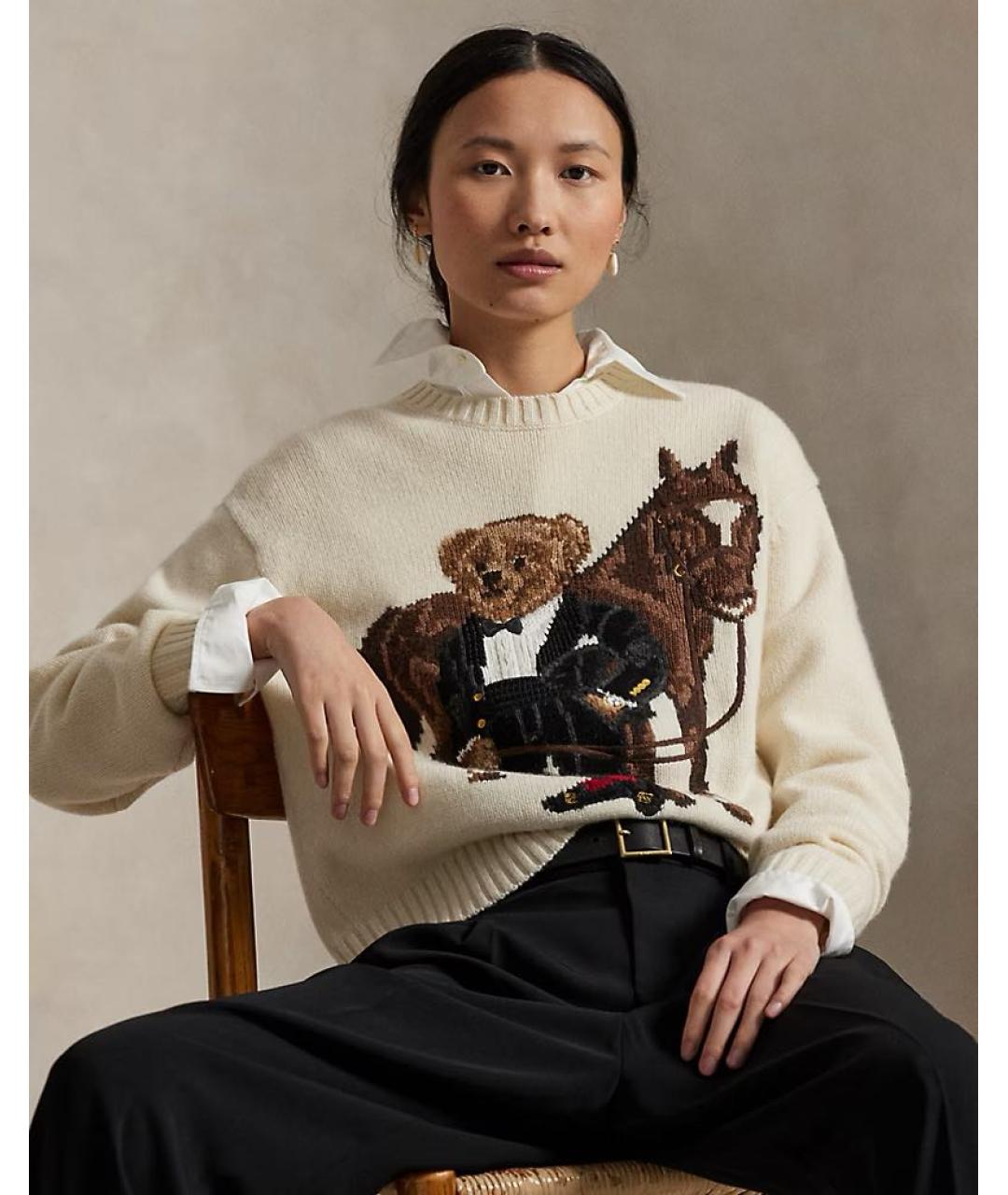 POLO RALPH LAUREN Бежевый шерстяной джемпер / свитер, фото 2