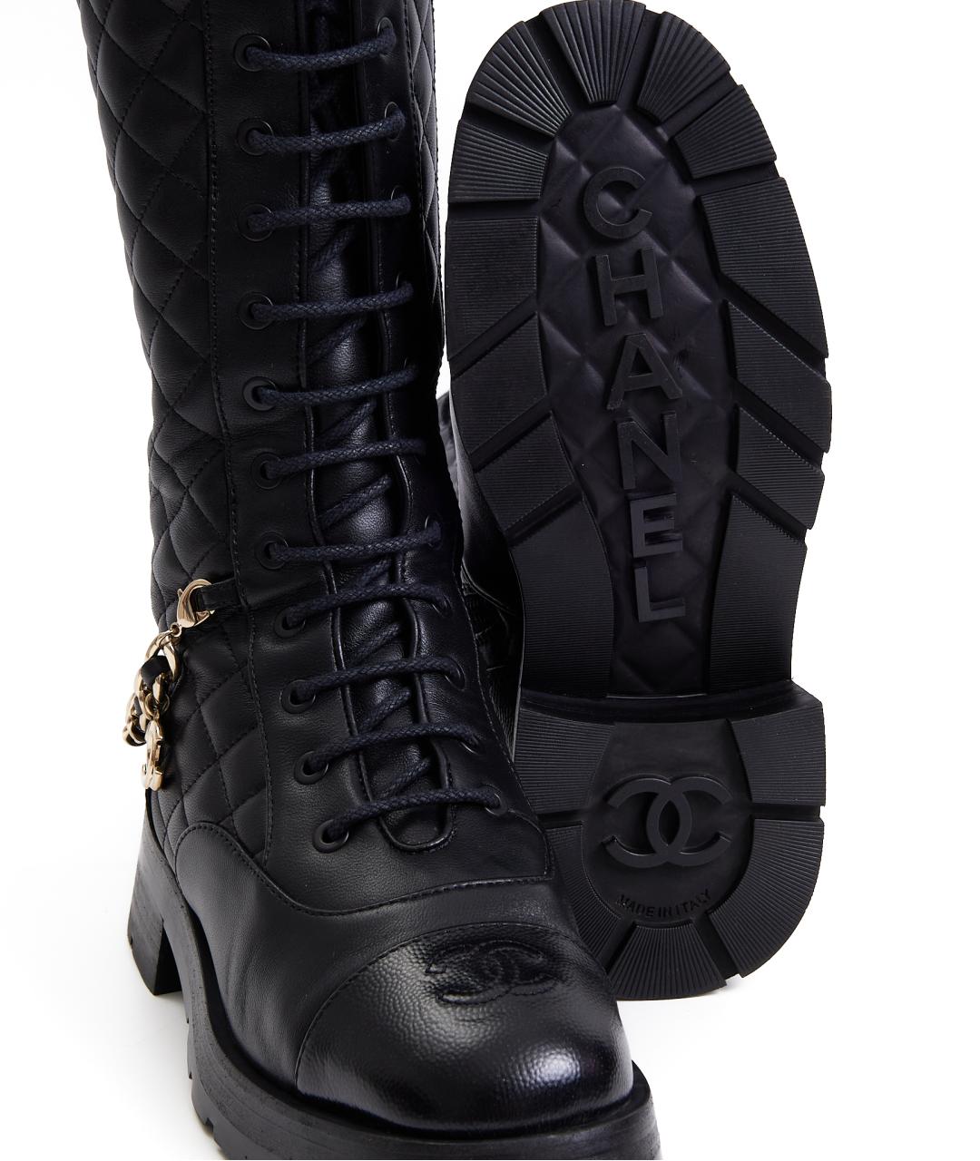 CHANEL Черные кожаные ботинки, фото 7