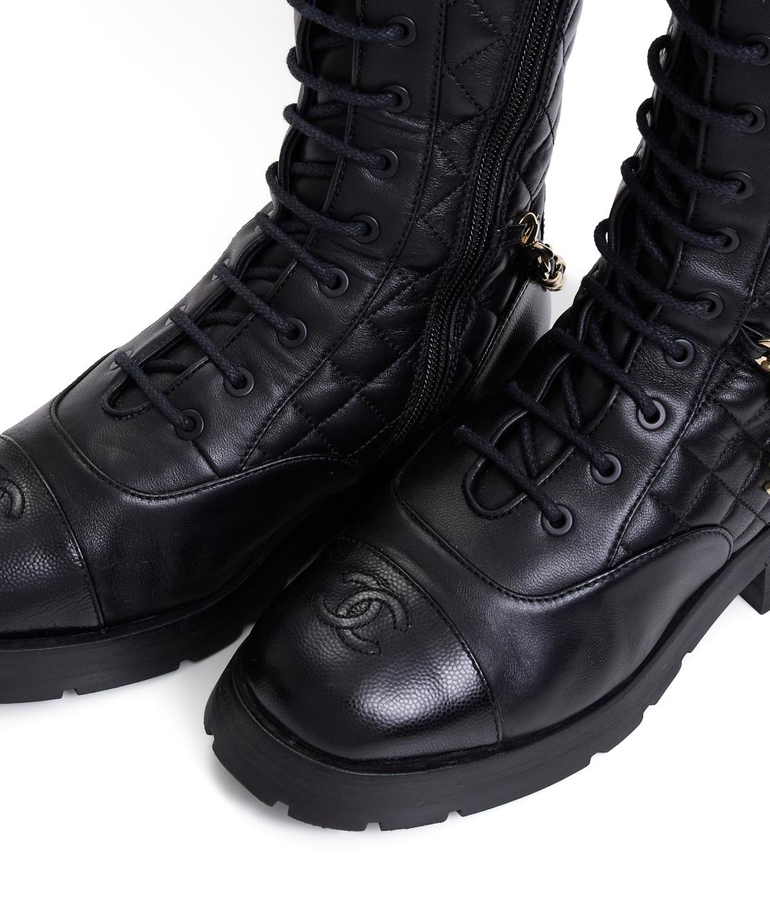 CHANEL Черные кожаные ботинки, фото 6