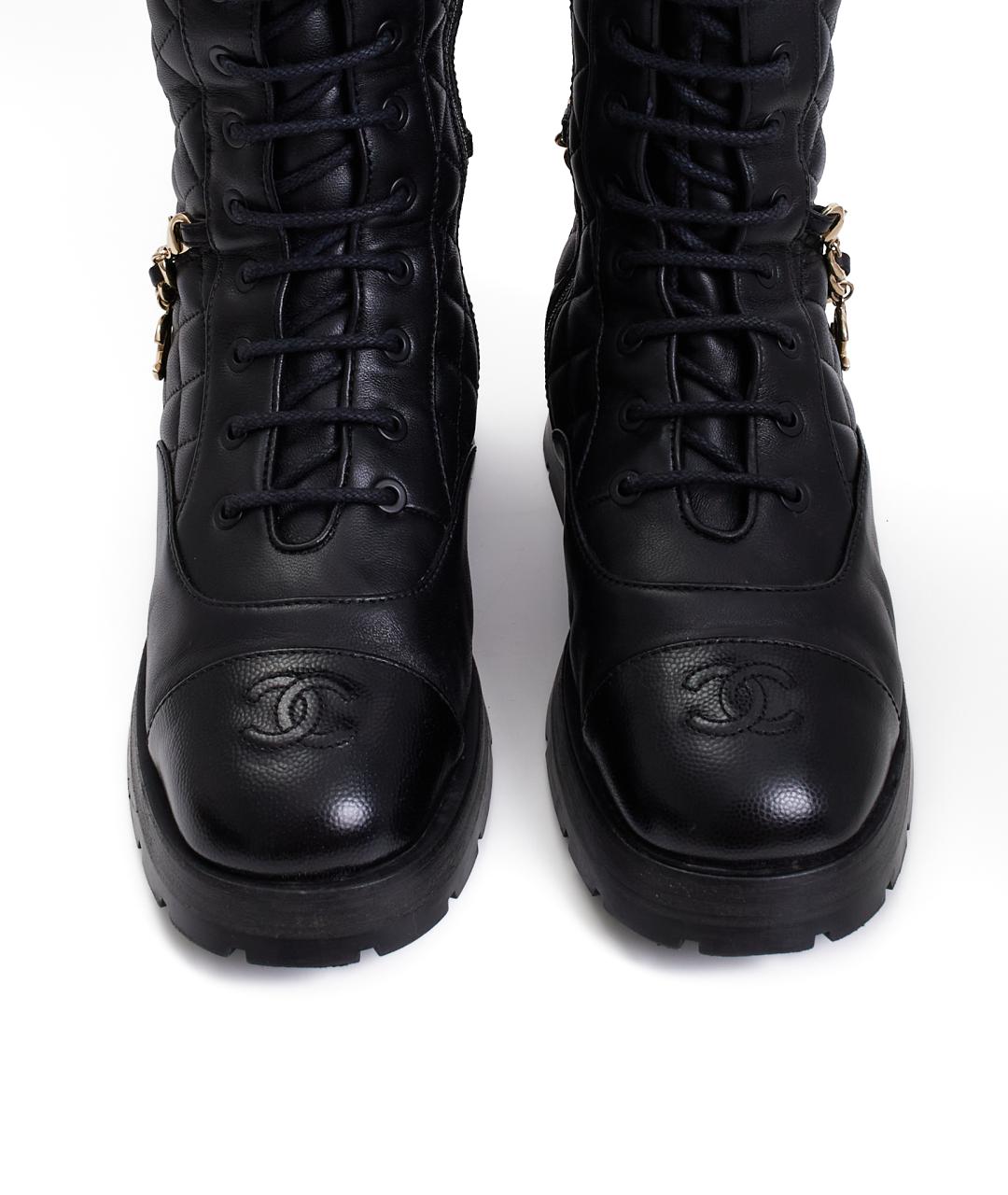 CHANEL Черные кожаные ботинки, фото 5