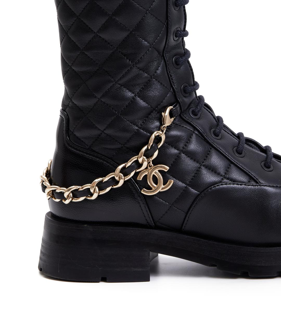 CHANEL Черные кожаные ботинки, фото 2