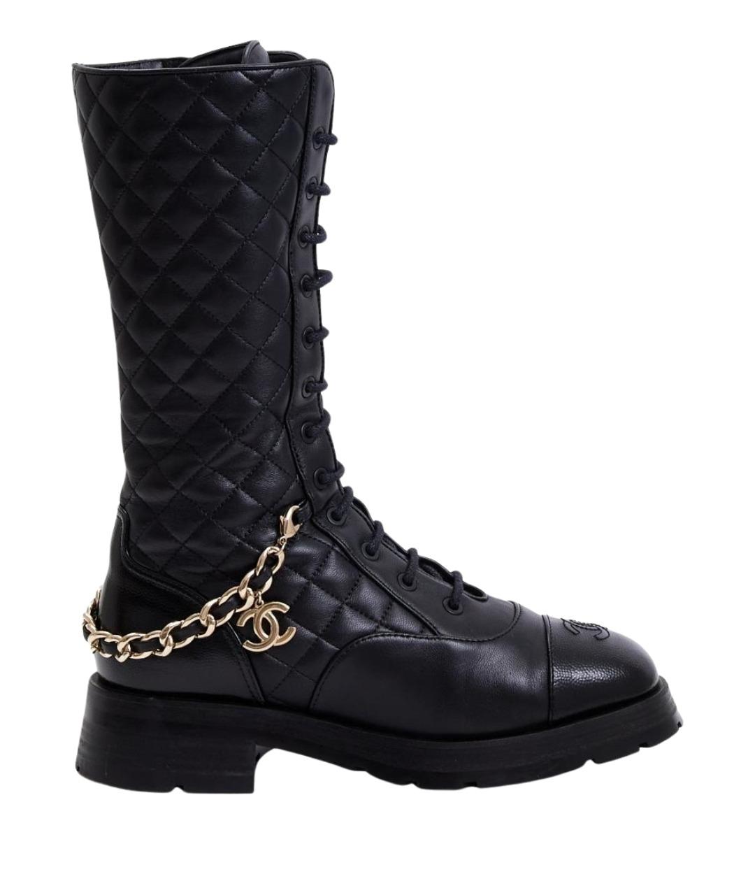 CHANEL Черные кожаные ботинки, фото 1