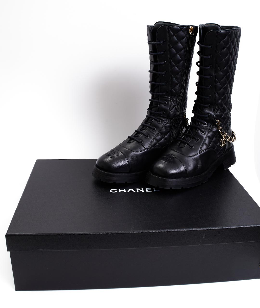 CHANEL Черные кожаные ботинки, фото 9