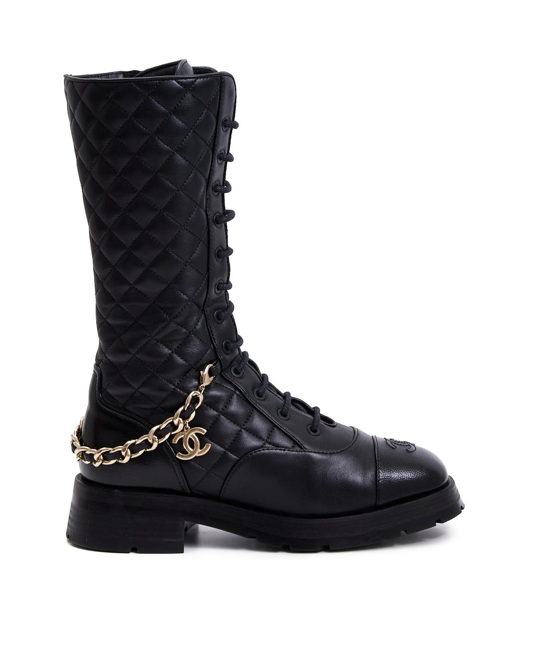 CHANEL Черные кожаные ботинки, фото 10