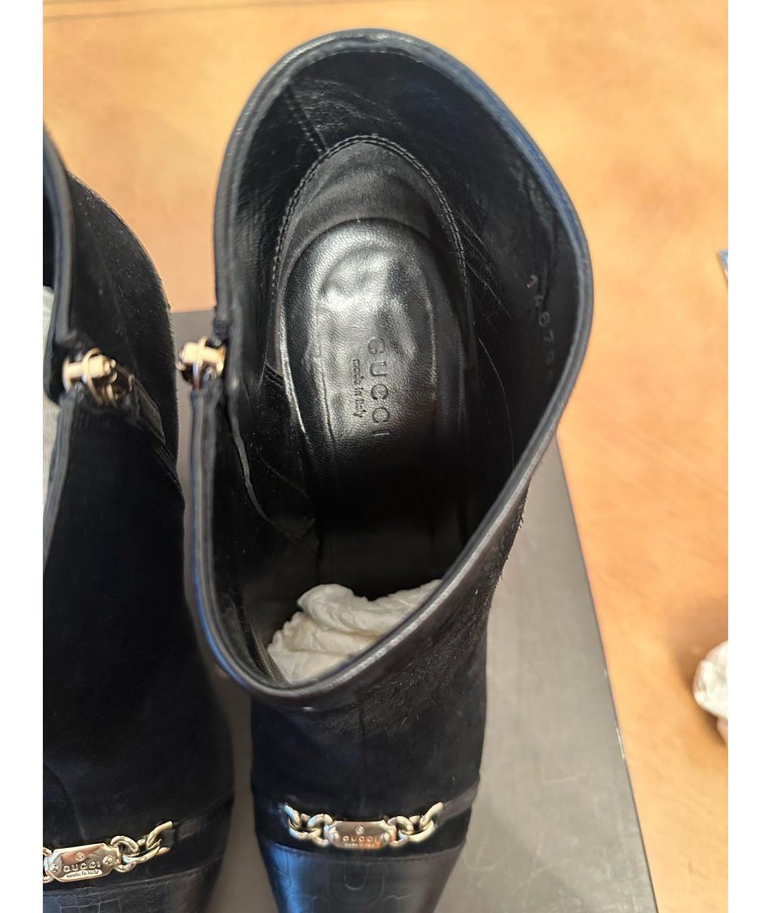 GUCCI Черные замшевые ботильоны, фото 4