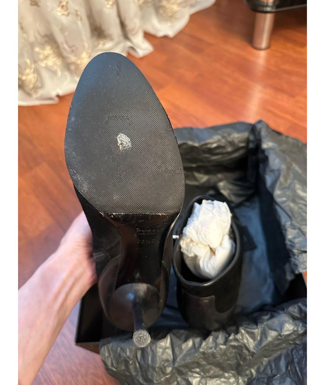 GUCCI Черные замшевые ботильоны, фото 6