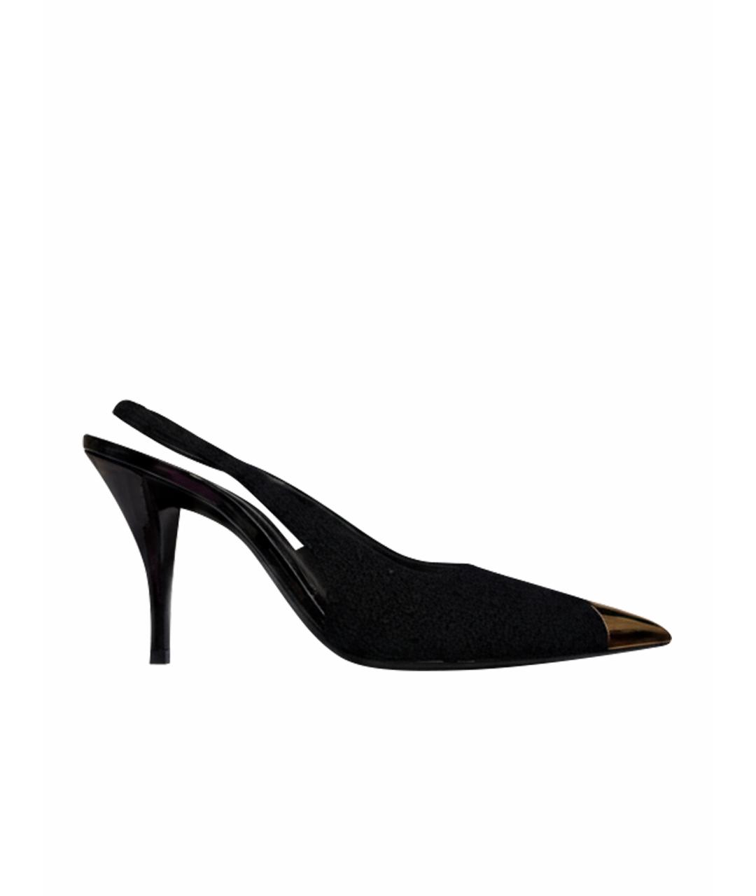 SAINT LAURENT Черные текстильные туфли, фото 1