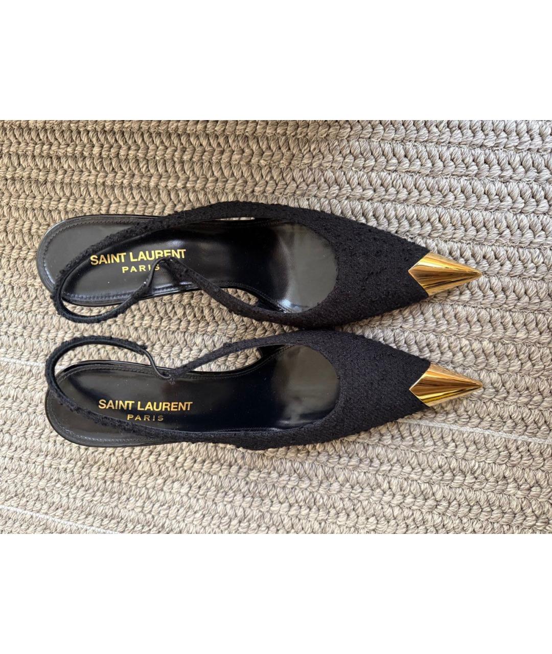 SAINT LAURENT Черные текстильные туфли, фото 2