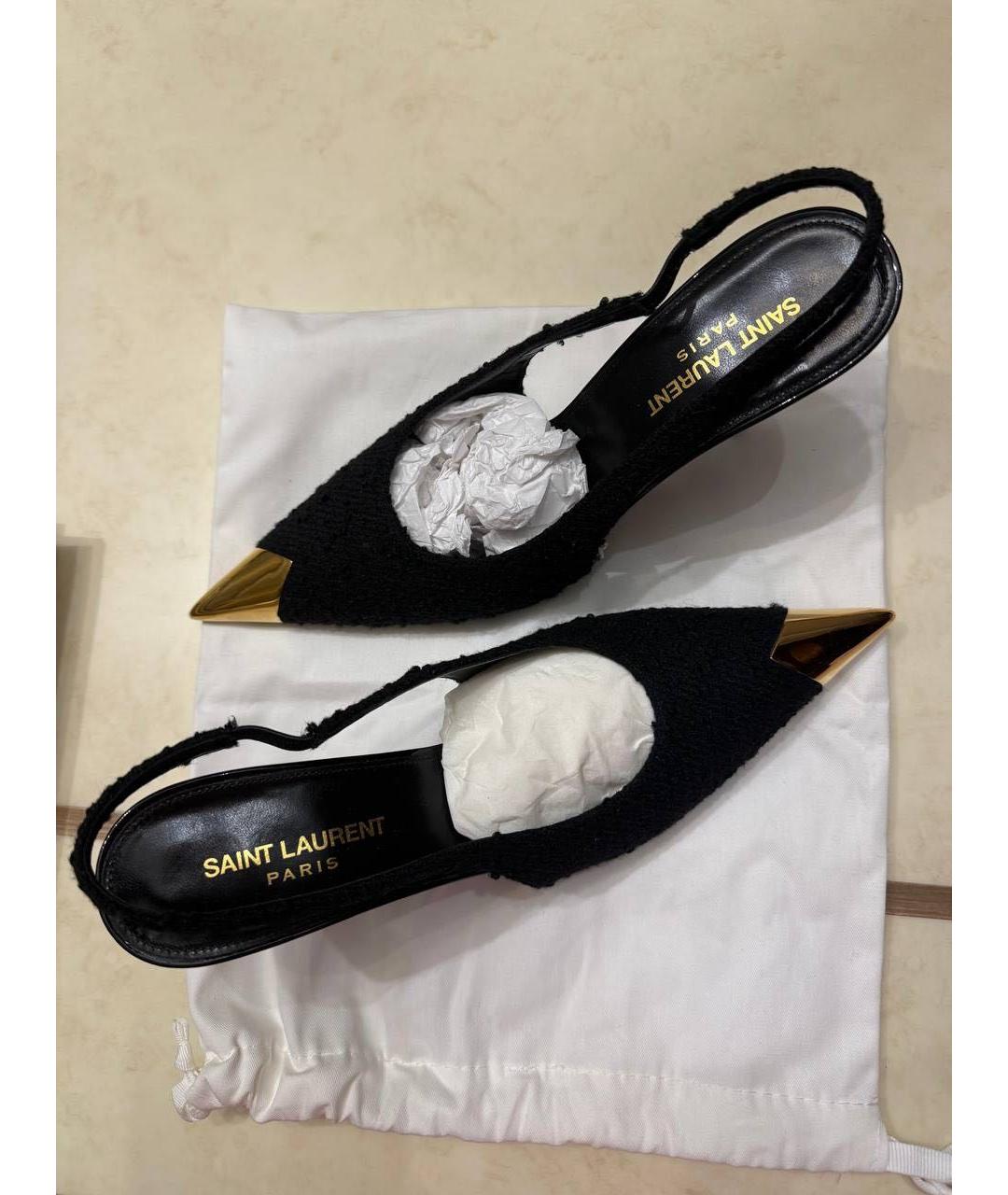 SAINT LAURENT Черные текстильные туфли, фото 3