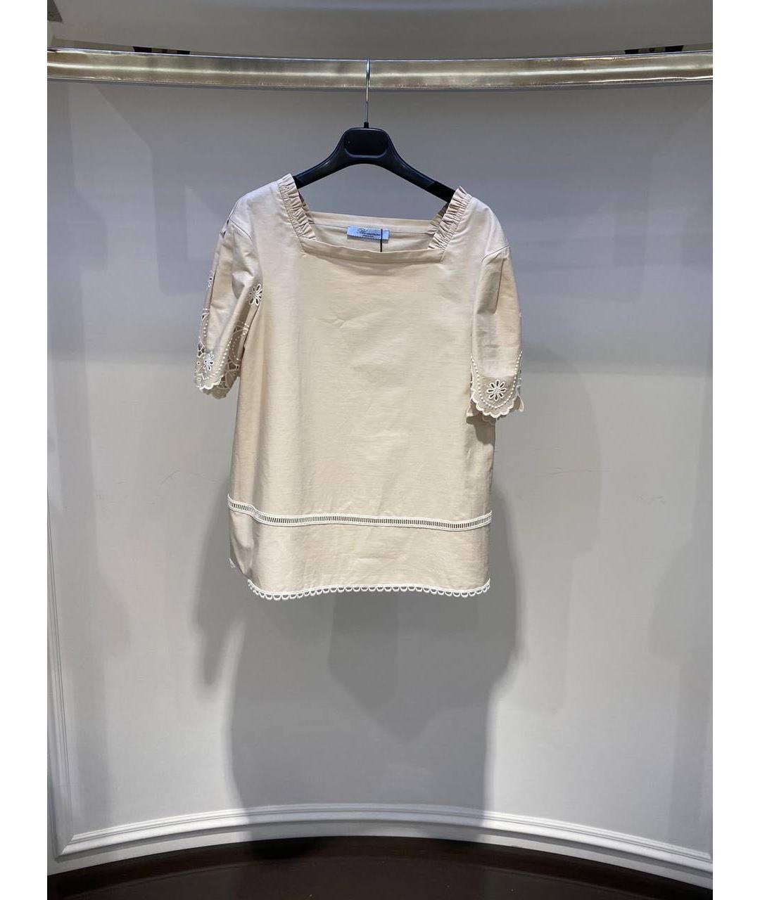 BLUMARINE Бежевая хлопковая блузы, фото 3