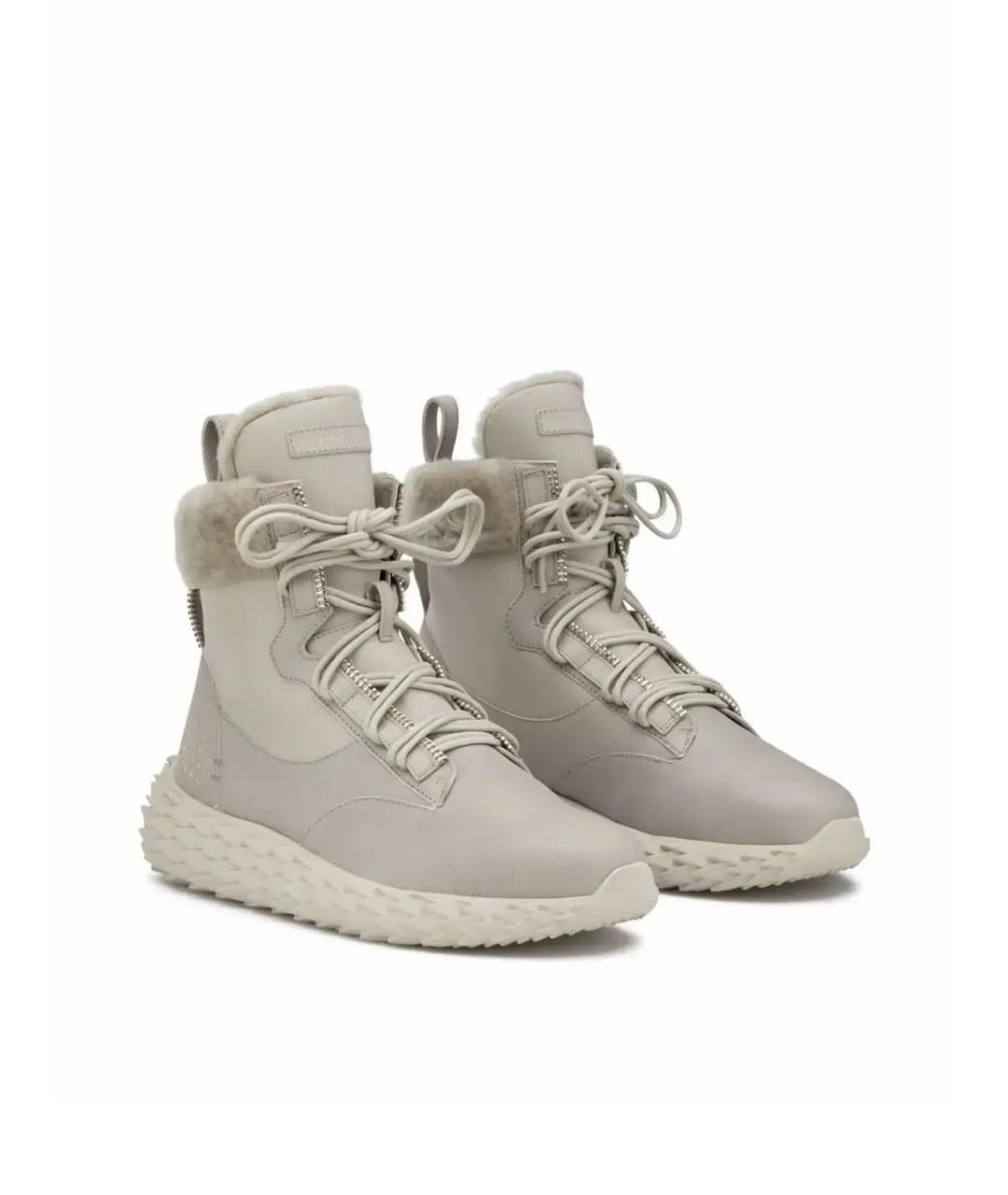 GIUSEPPE ZANOTTI DESIGN Серые кожаные ботинки, фото 2