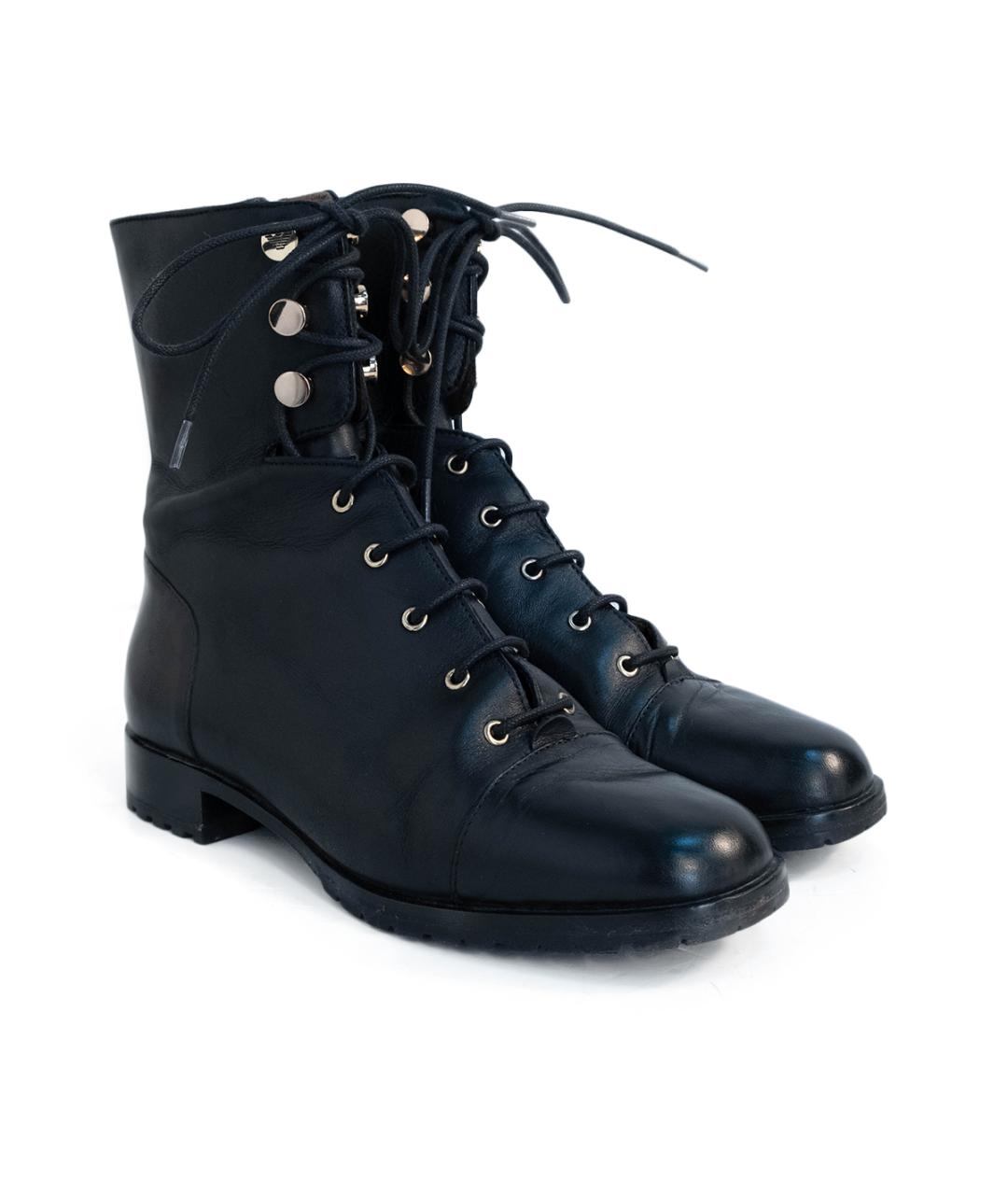 EMPORIO ARMANI Черные кожаные ботинки, фото 2