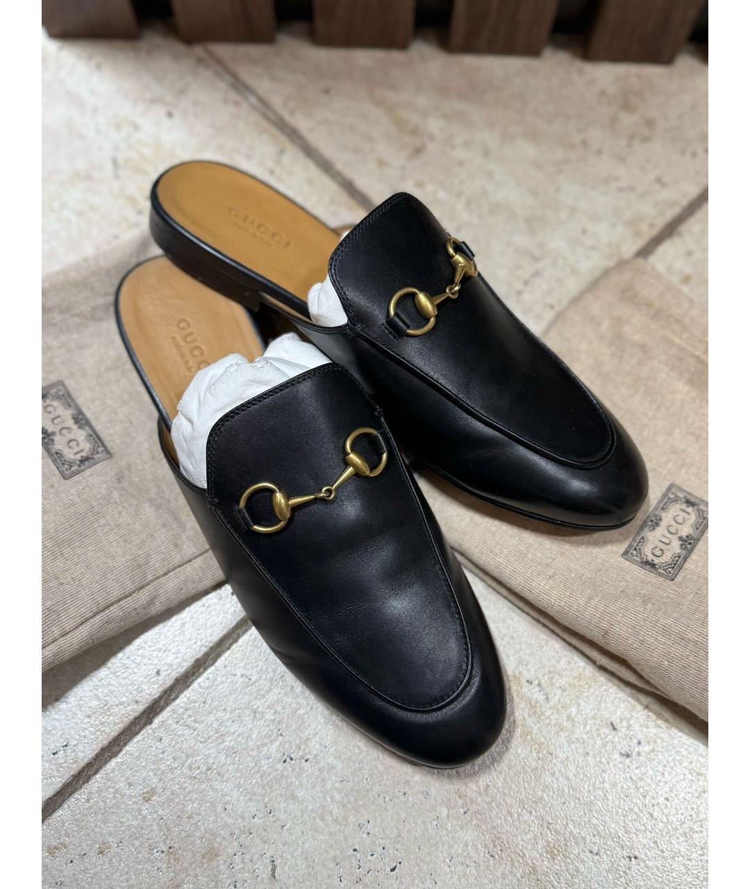 GUCCI Черные кожаные сабо, фото 4