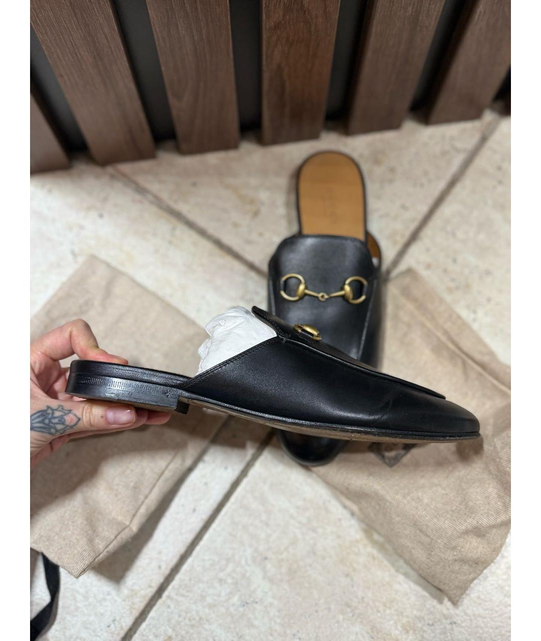 GUCCI Черные кожаные сабо, фото 6