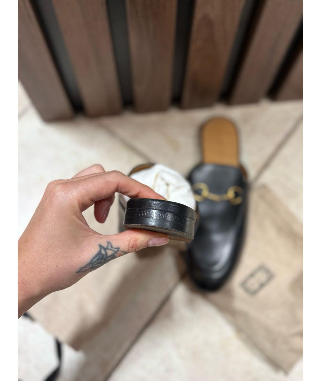 GUCCI Черные кожаные сабо, фото 3