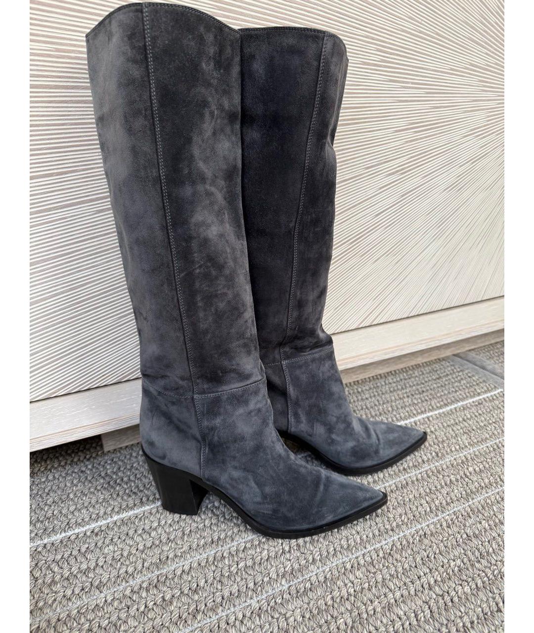 GIANVITO ROSSI Антрацитовые замшевые сапоги, фото 6