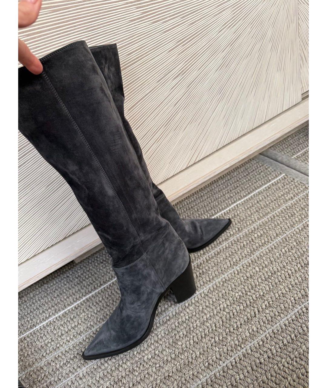 GIANVITO ROSSI Антрацитовые замшевые сапоги, фото 3