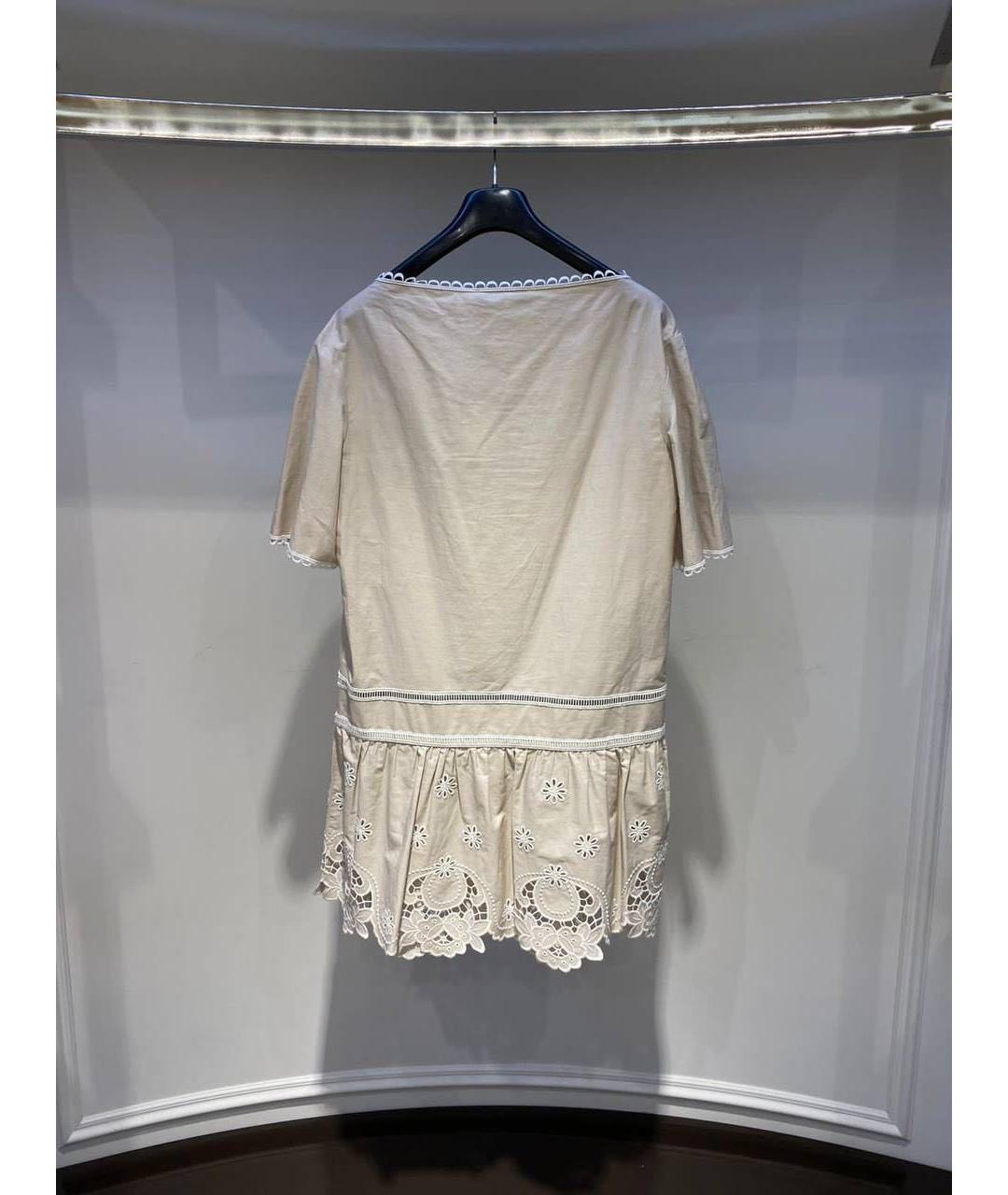 BLUMARINE Бежевое хлопковое повседневное платье, фото 2