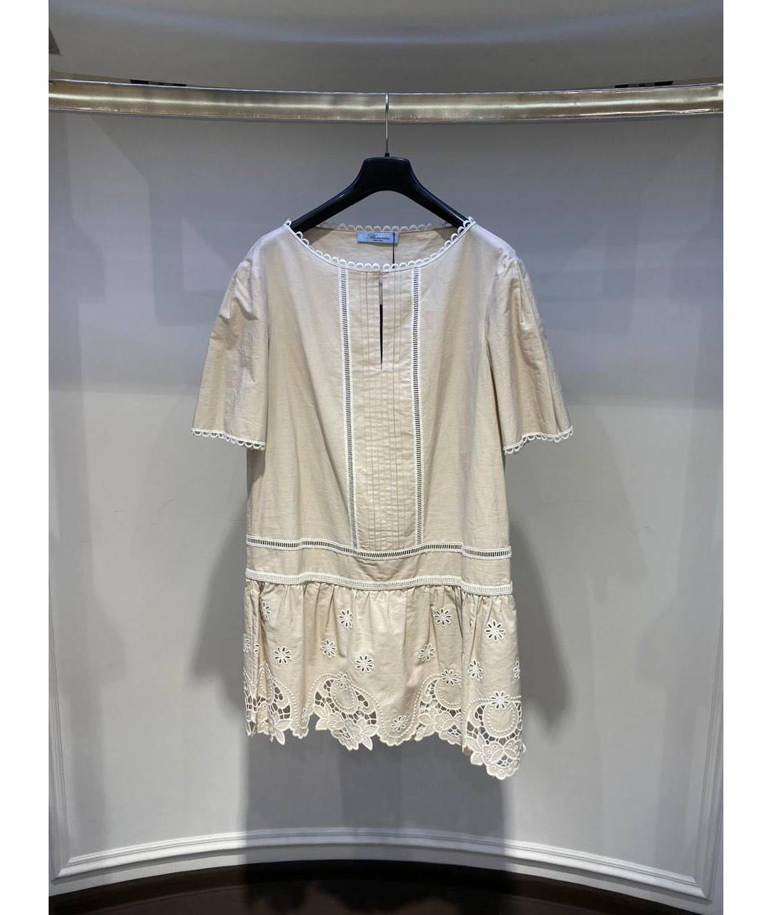 BLUMARINE Бежевое хлопковое повседневное платье, фото 3