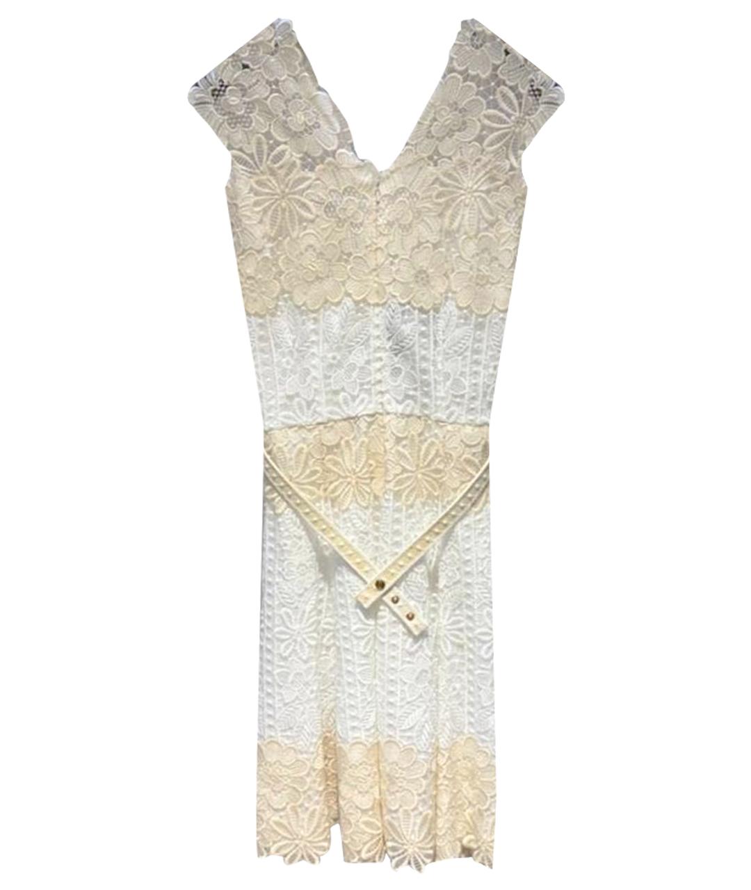 BLUMARINE Бежевое кружевное коктейльное платье, фото 1