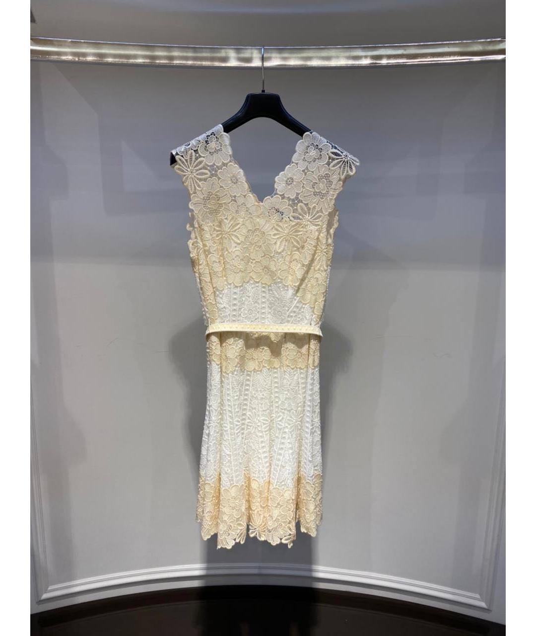 BLUMARINE Бежевое кружевное коктейльное платье, фото 2