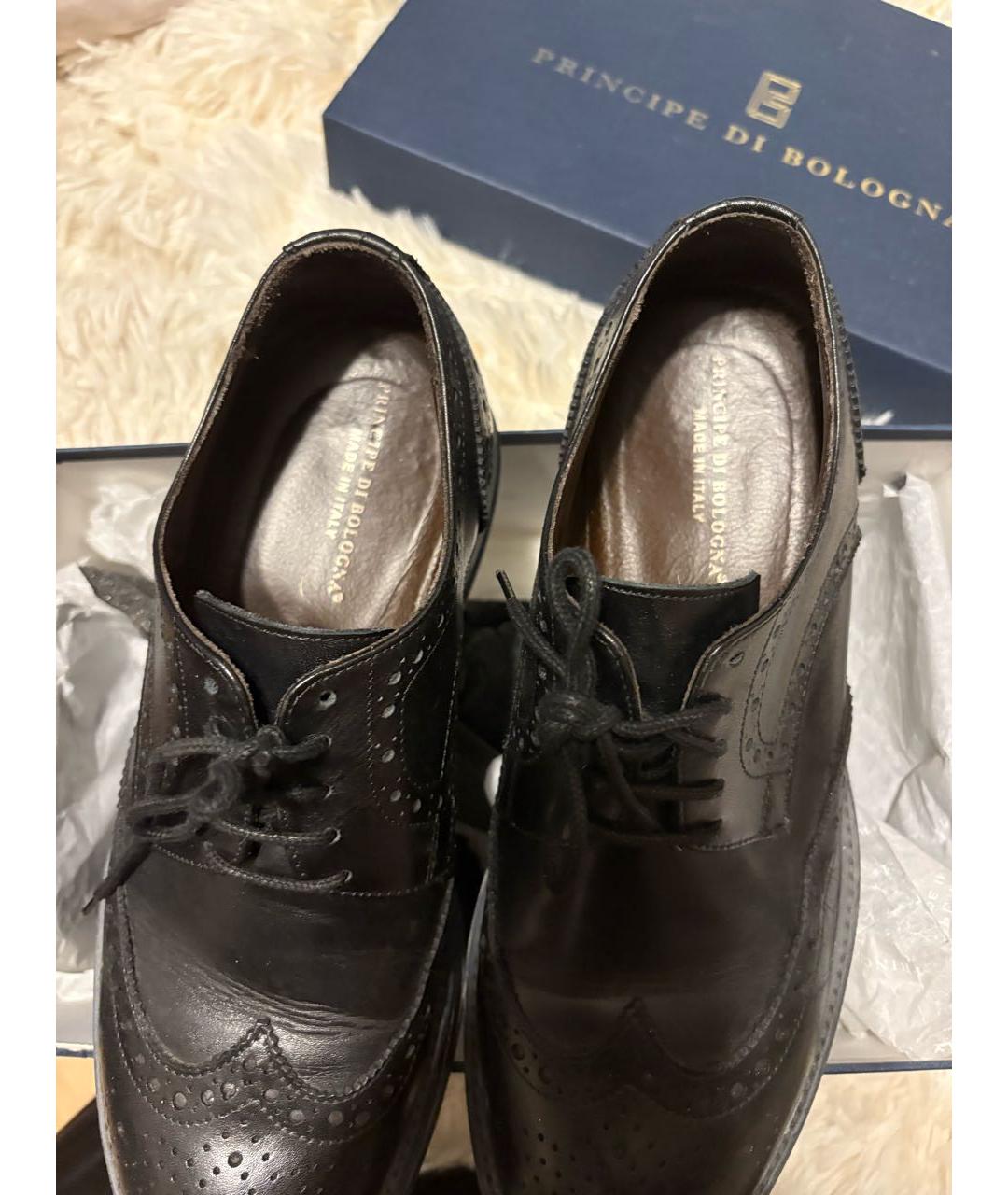 Principe di Bologna Черные кожаные туфли, фото 4
