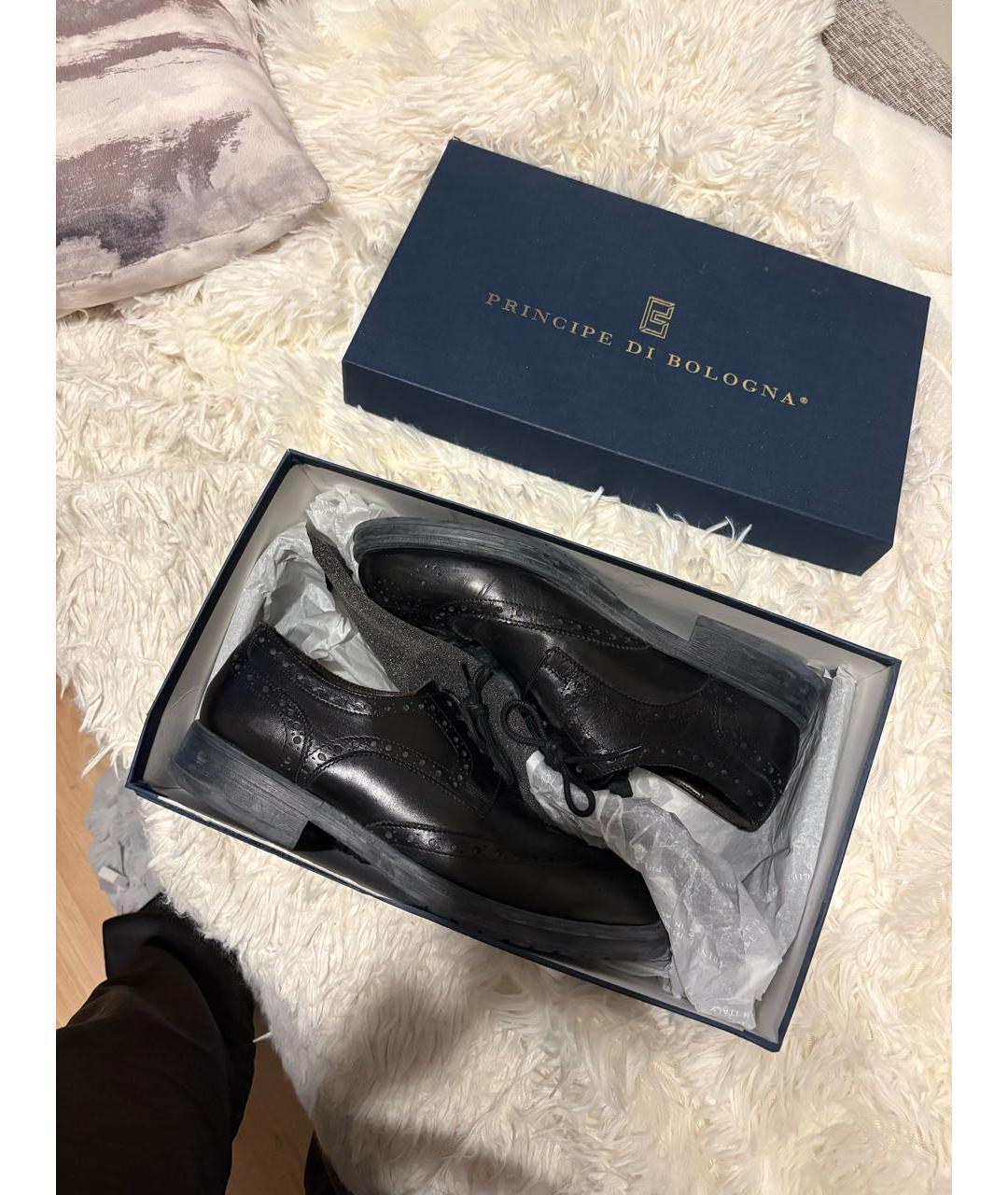 Principe di Bologna Черные кожаные туфли, фото 6