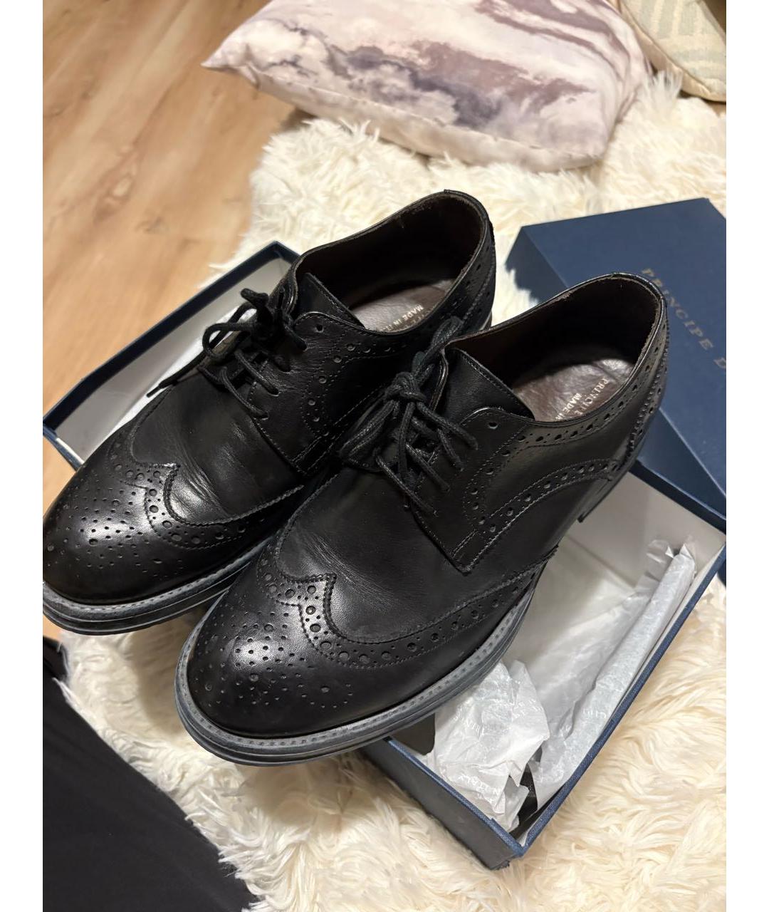 Principe di Bologna Черные кожаные туфли, фото 2