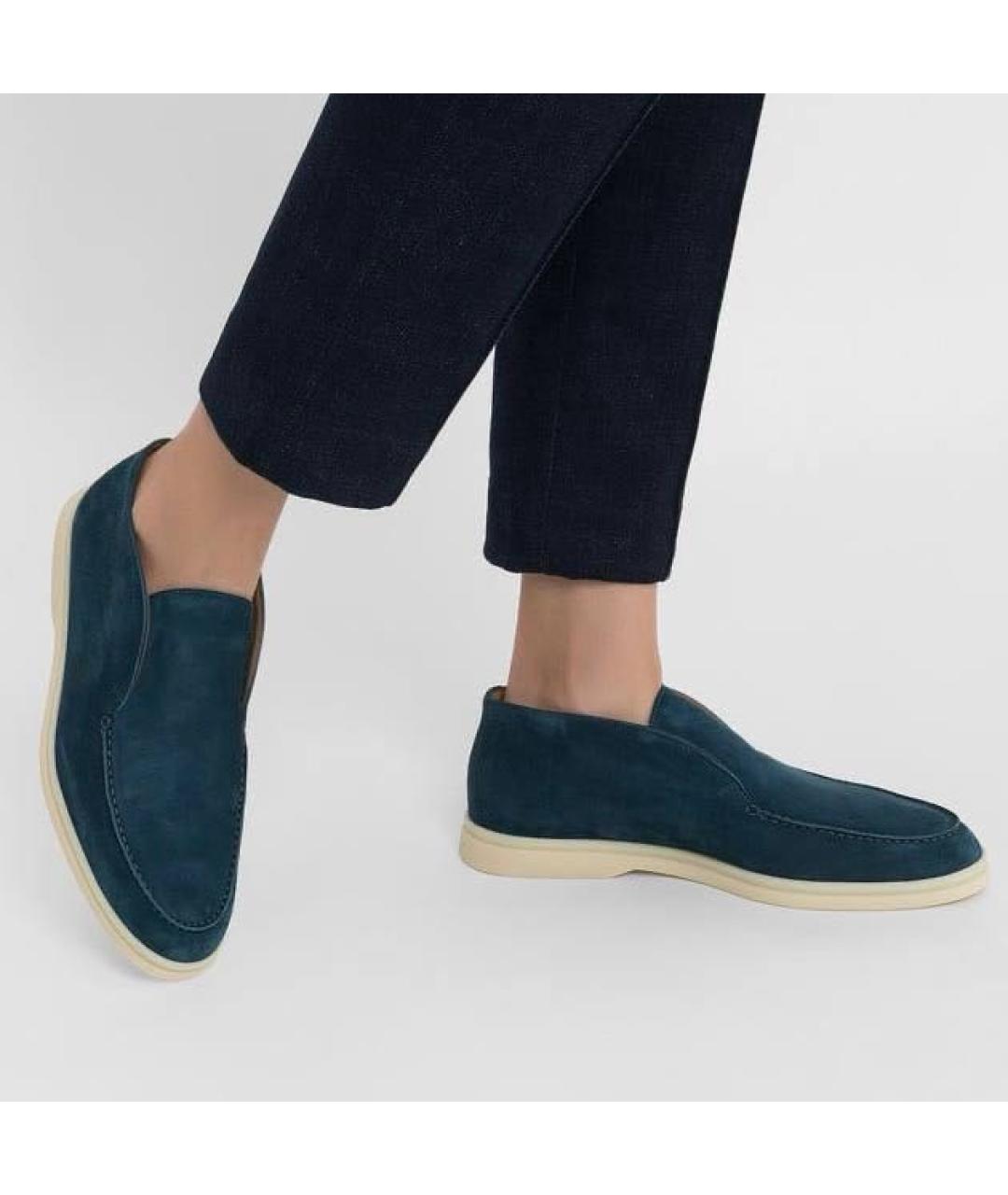 LORO PIANA Синие замшевые лоферы, фото 3