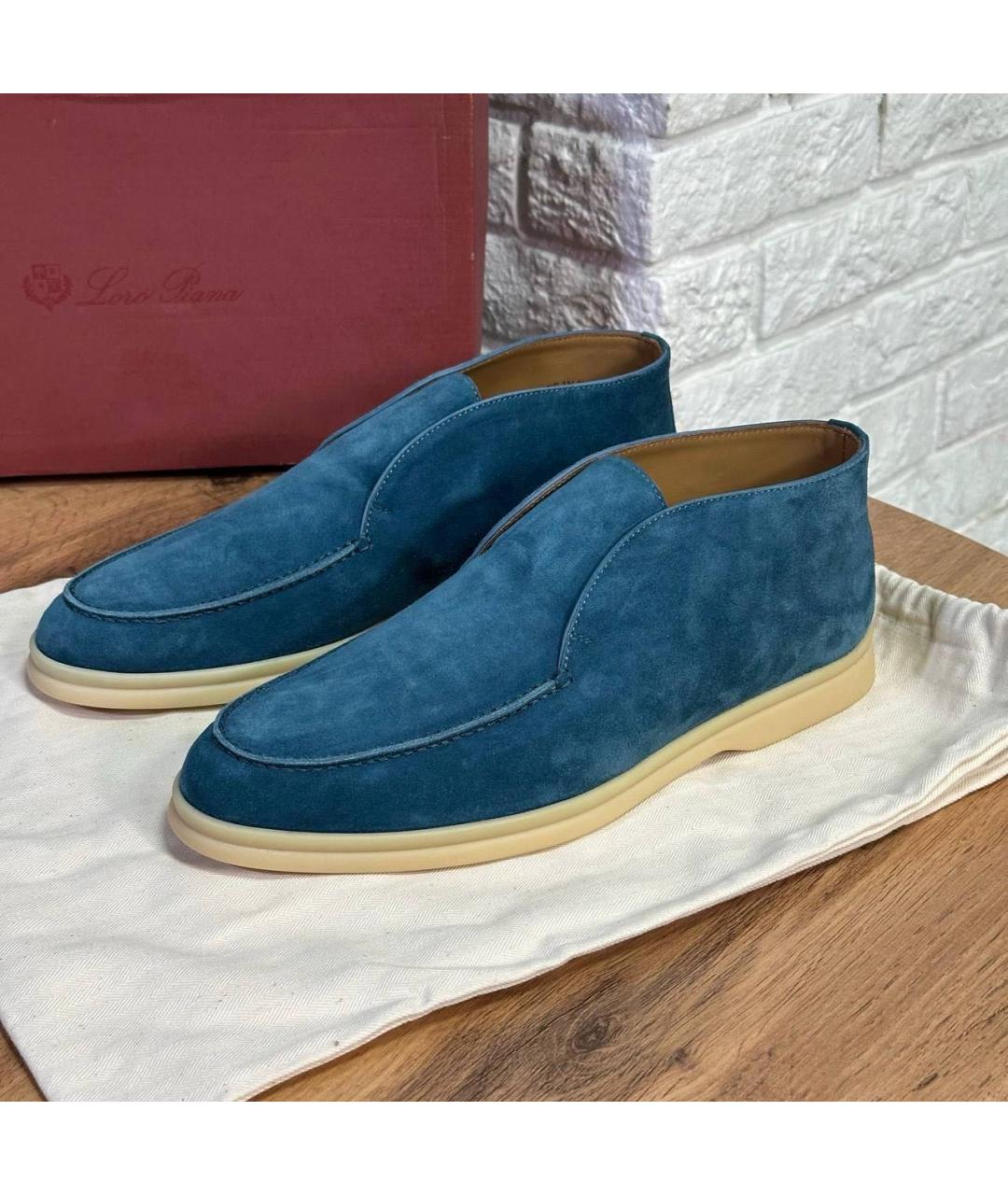 LORO PIANA Синие замшевые лоферы, фото 4