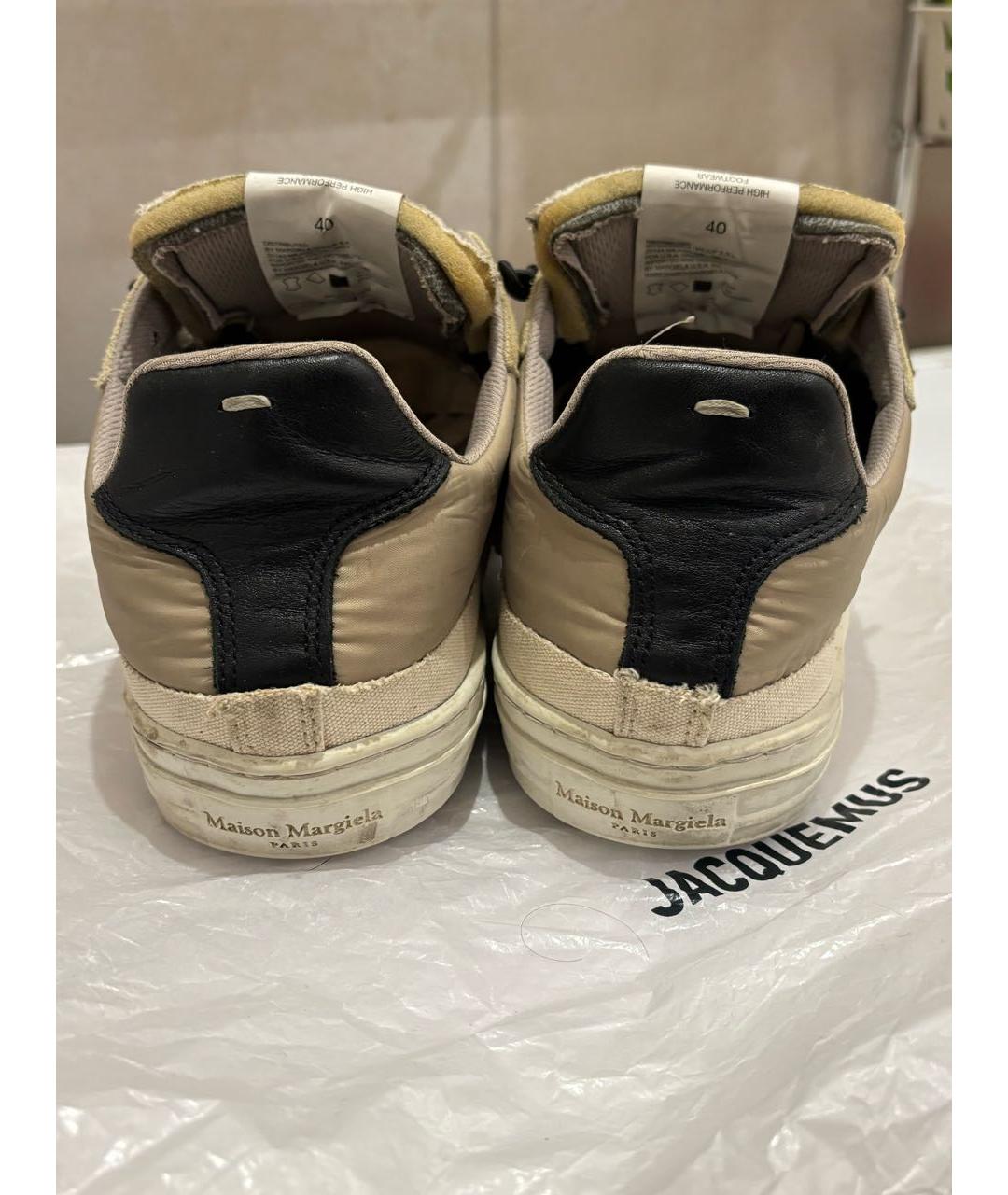 MAISON MARGIELA Бежевые текстильные низкие кроссовки / кеды, фото 4