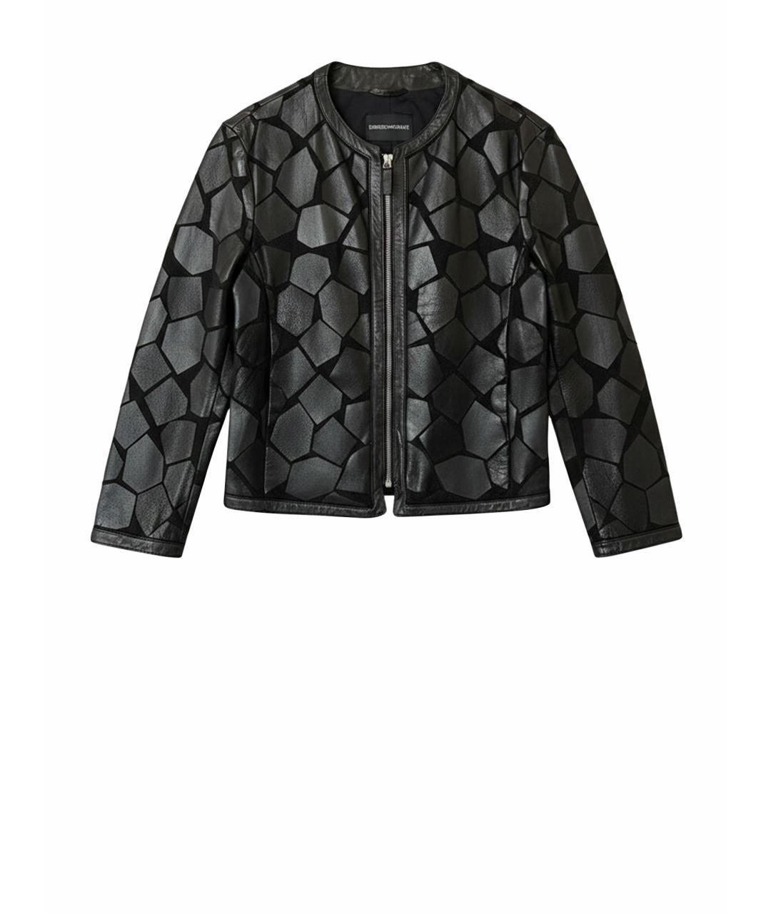 EMPORIO ARMANI Черная кожаная куртка, фото 5