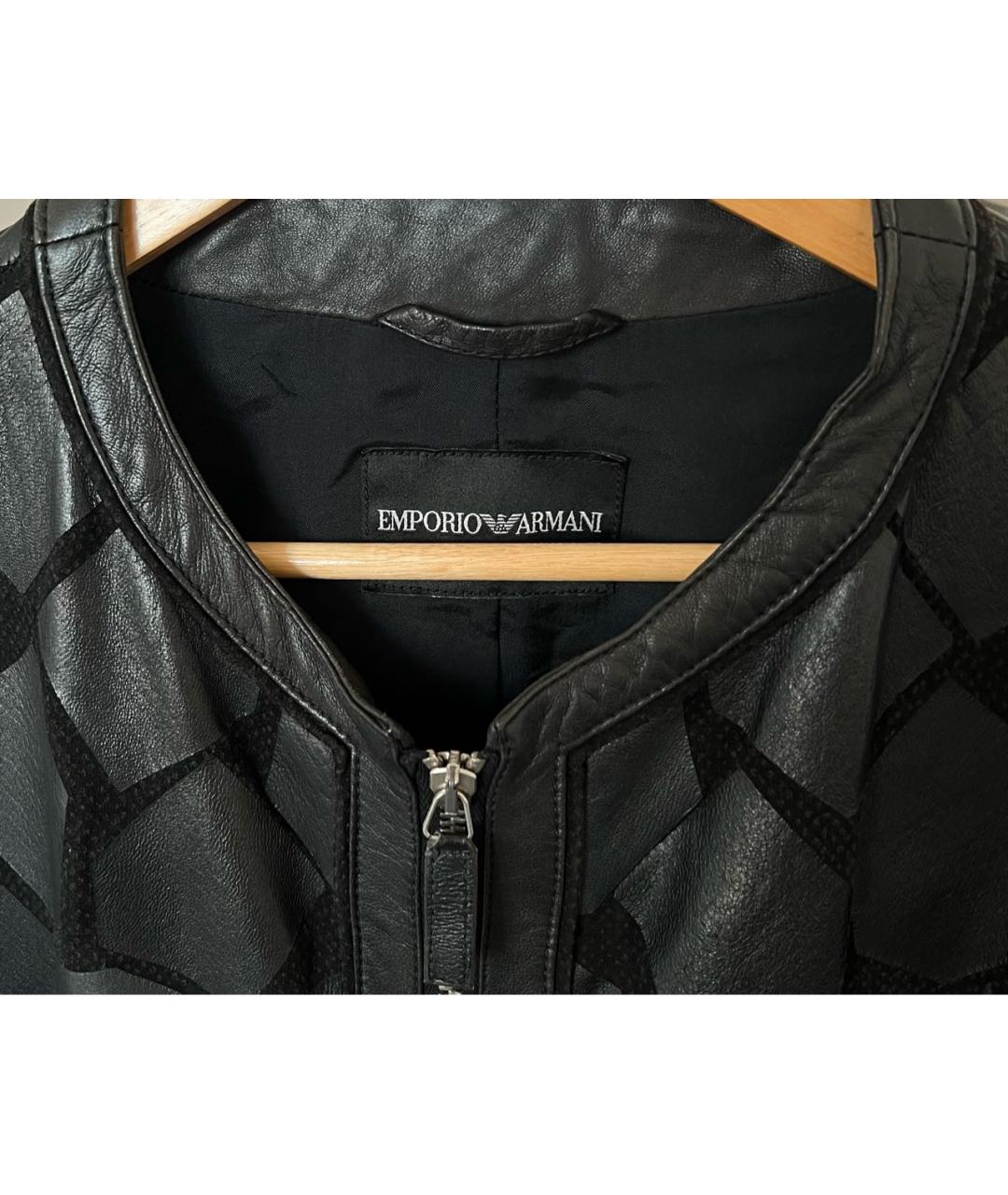 EMPORIO ARMANI Черная кожаная куртка, фото 3