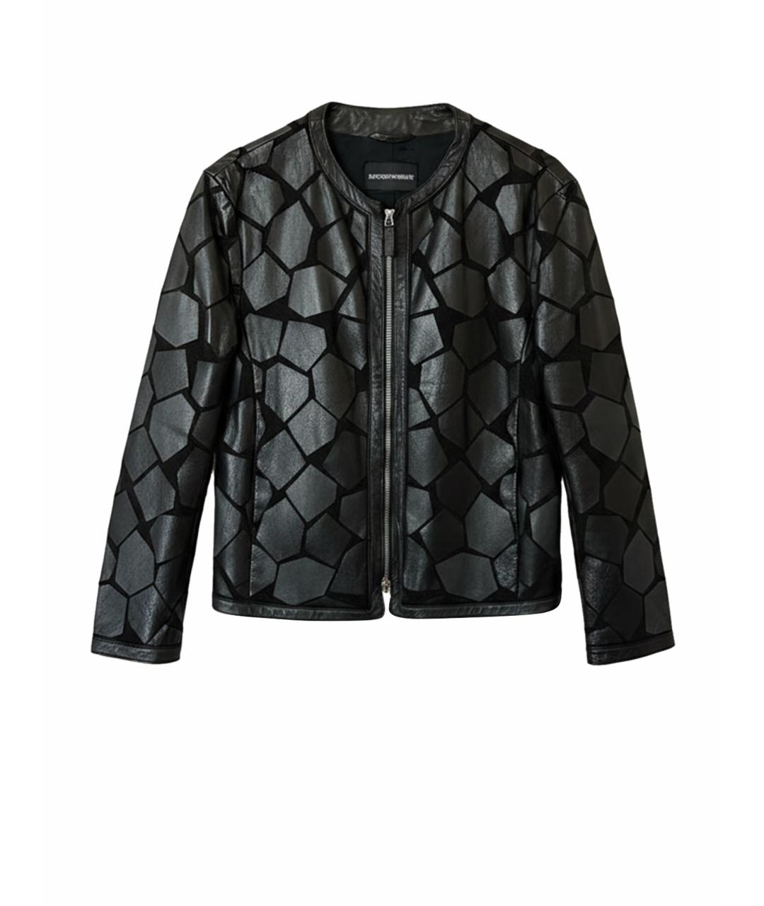 EMPORIO ARMANI Черная кожаная куртка, фото 1