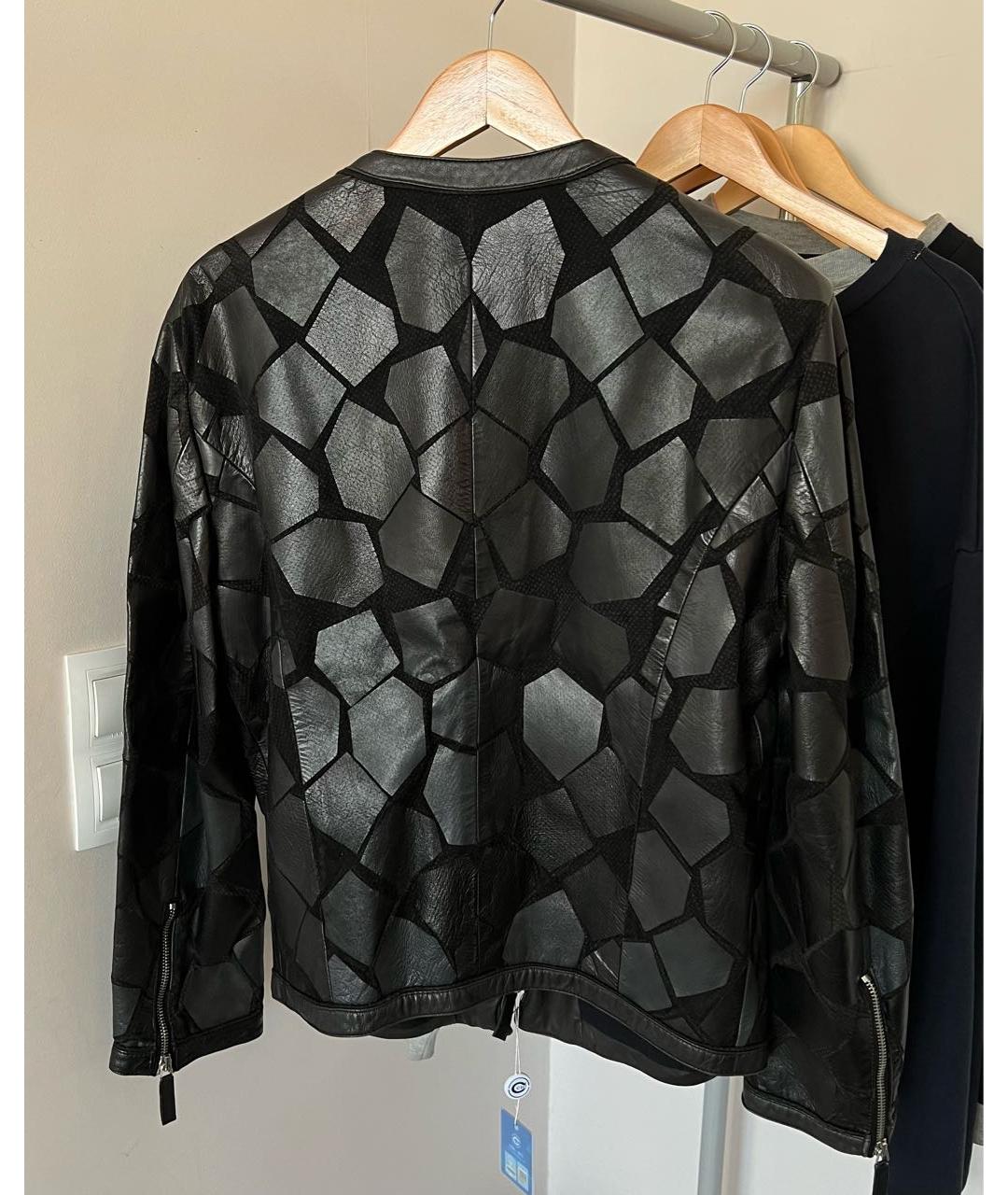 EMPORIO ARMANI Черная кожаная куртка, фото 2