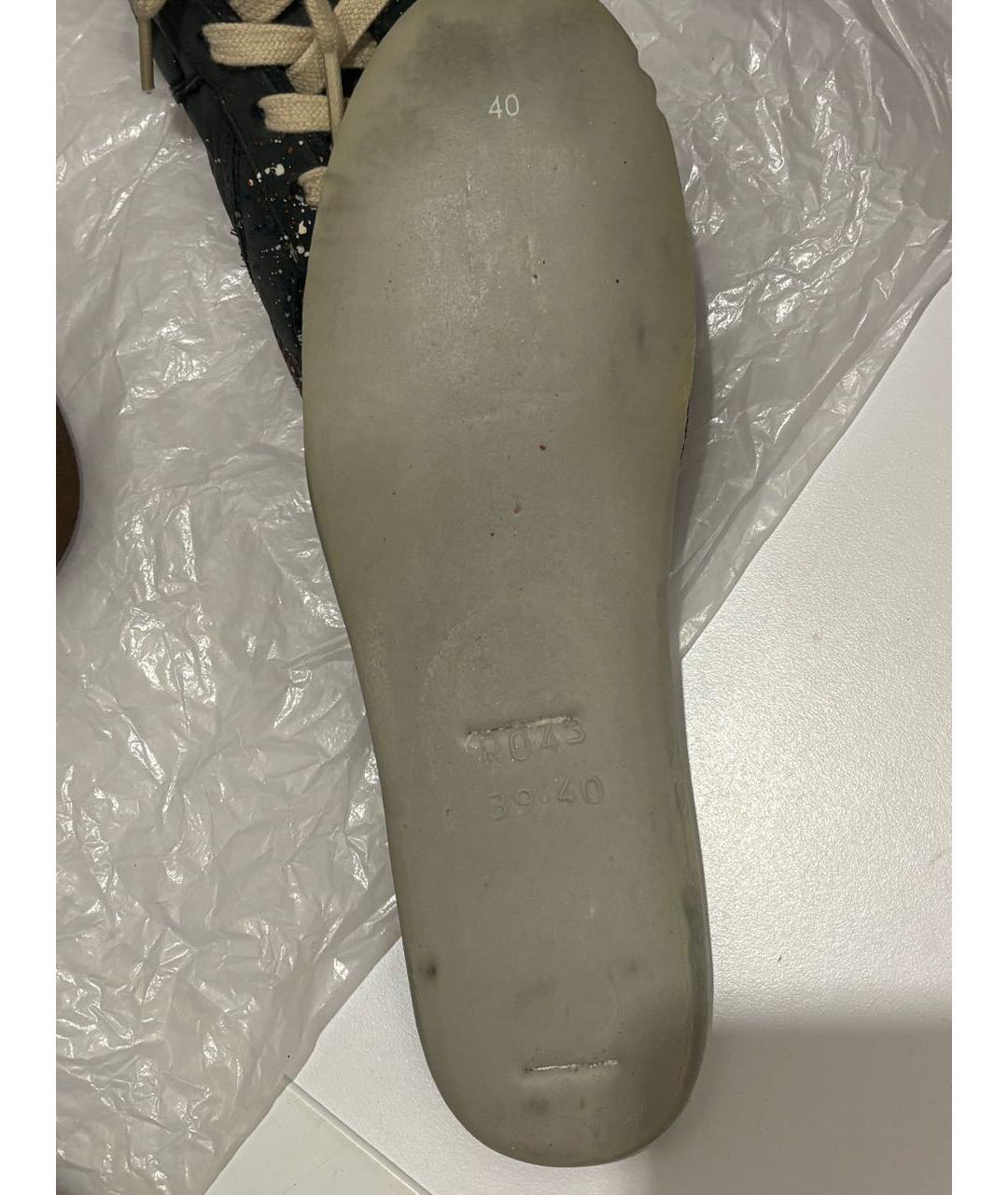 MAISON MARGIELA Черные кожаные низкие кроссовки / кеды, фото 5