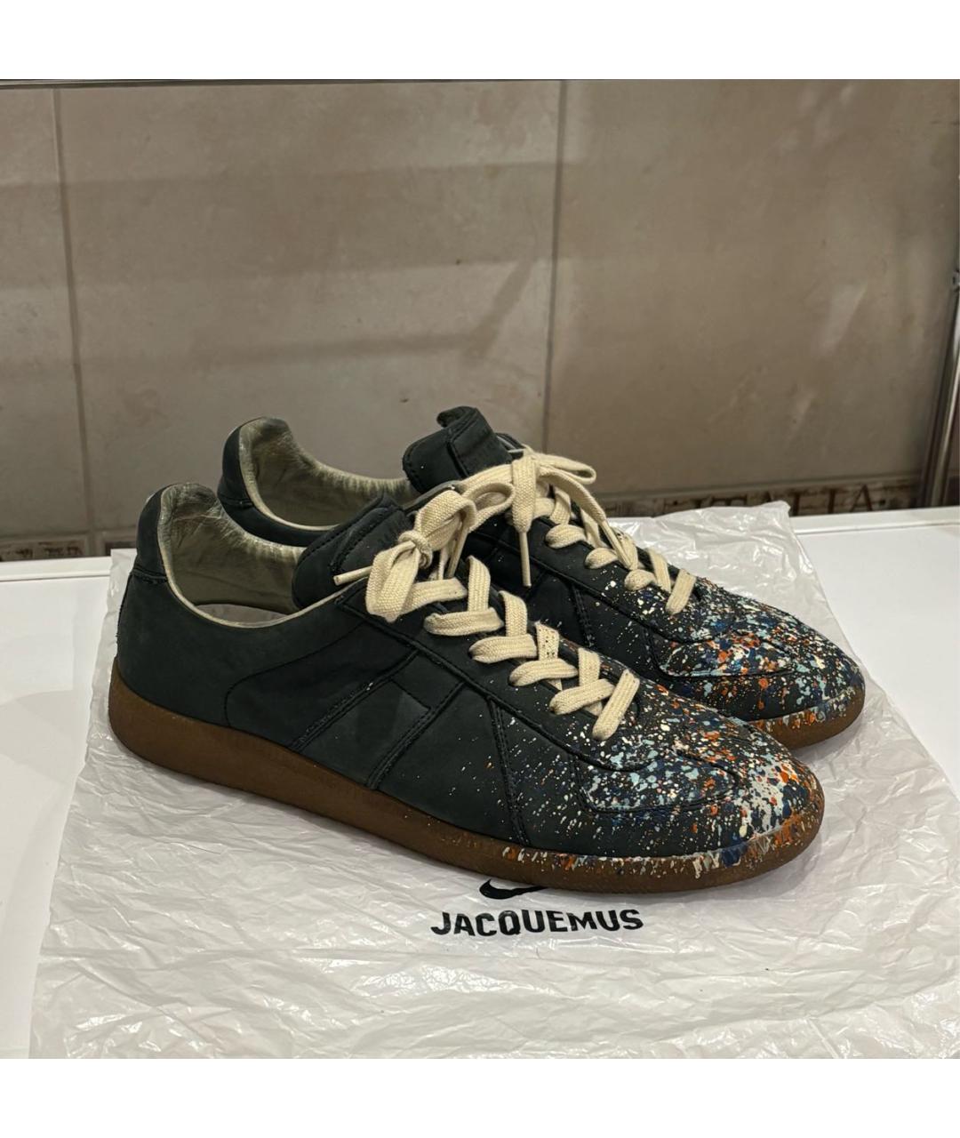 MAISON MARGIELA Черные кожаные низкие кроссовки / кеды, фото 9