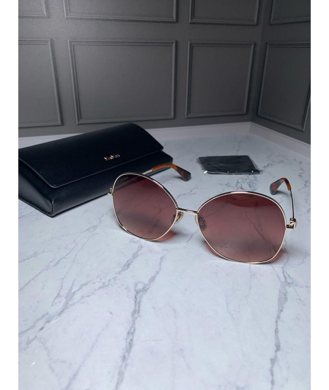 MAX MARA Золотые металлические солнцезащитные очки, фото 2