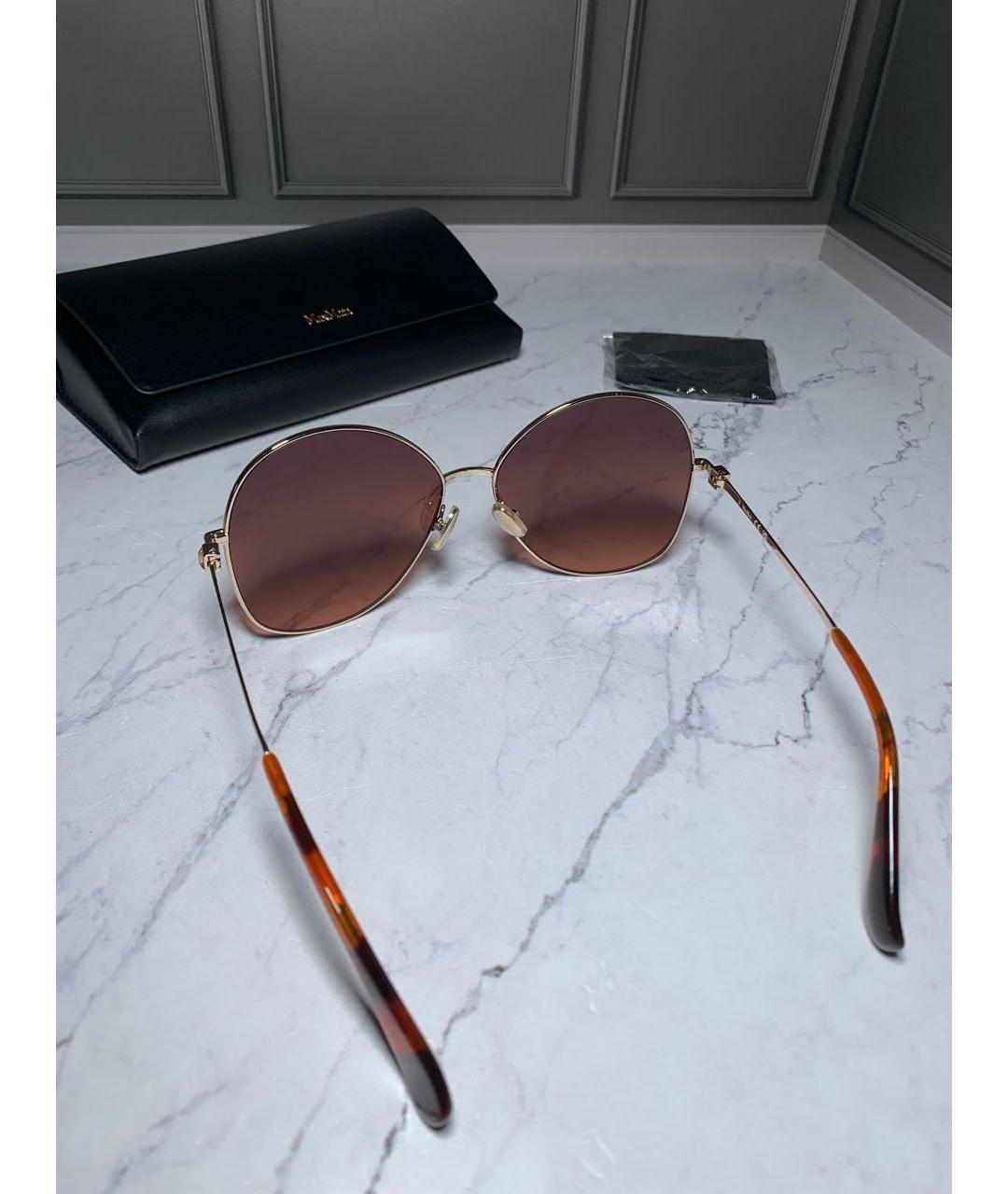 MAX MARA Золотые металлические солнцезащитные очки, фото 7