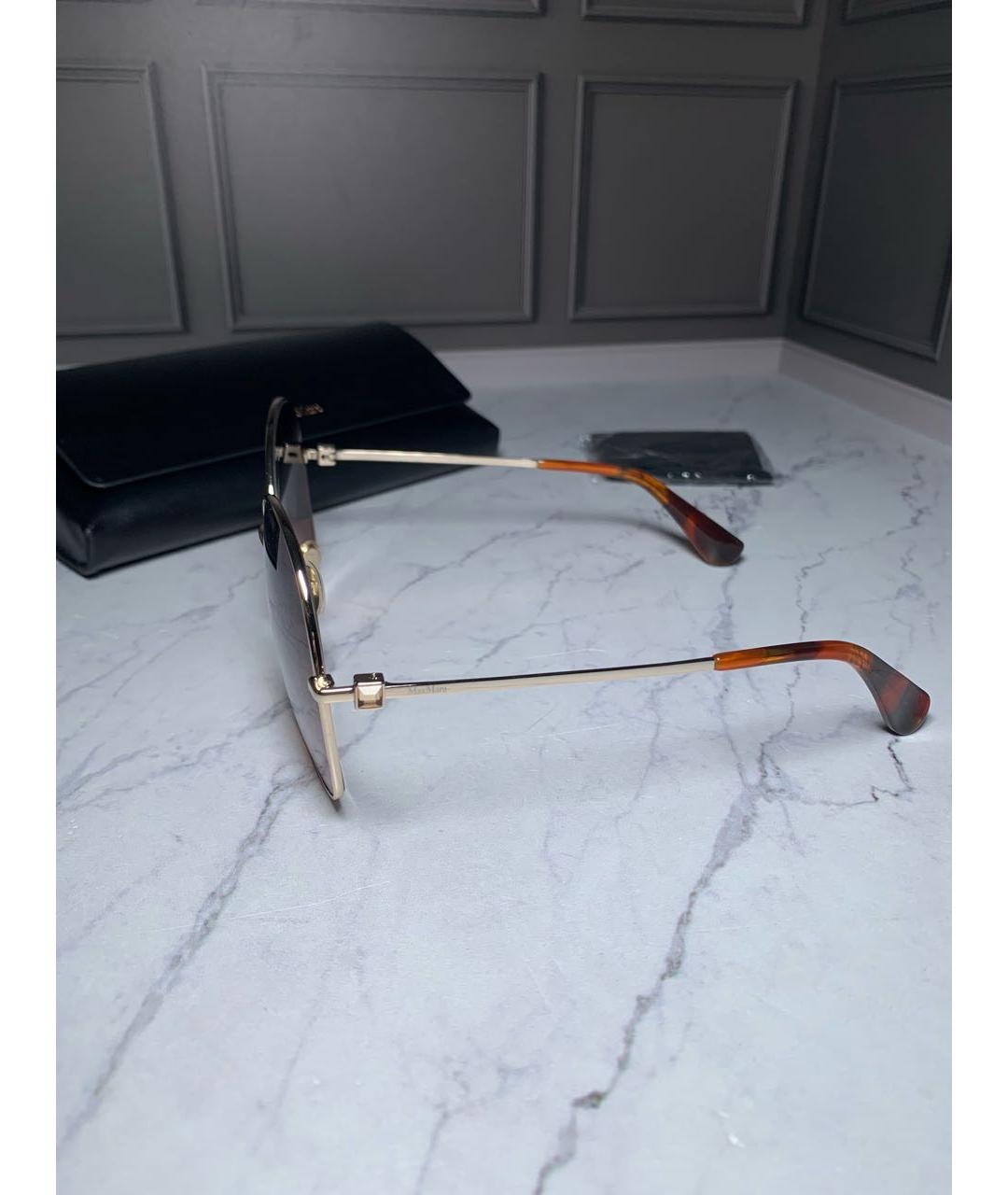 MAX MARA Золотые металлические солнцезащитные очки, фото 6