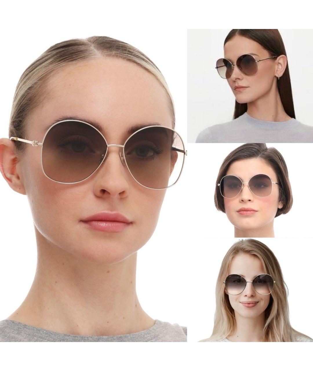 MAX MARA Золотые металлические солнцезащитные очки, фото 4